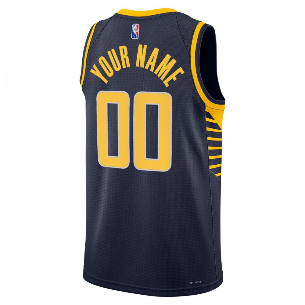 Indiana Pacers 2021/22 Diamond Swingman Custom Jersey Icon Edition Navy - back view