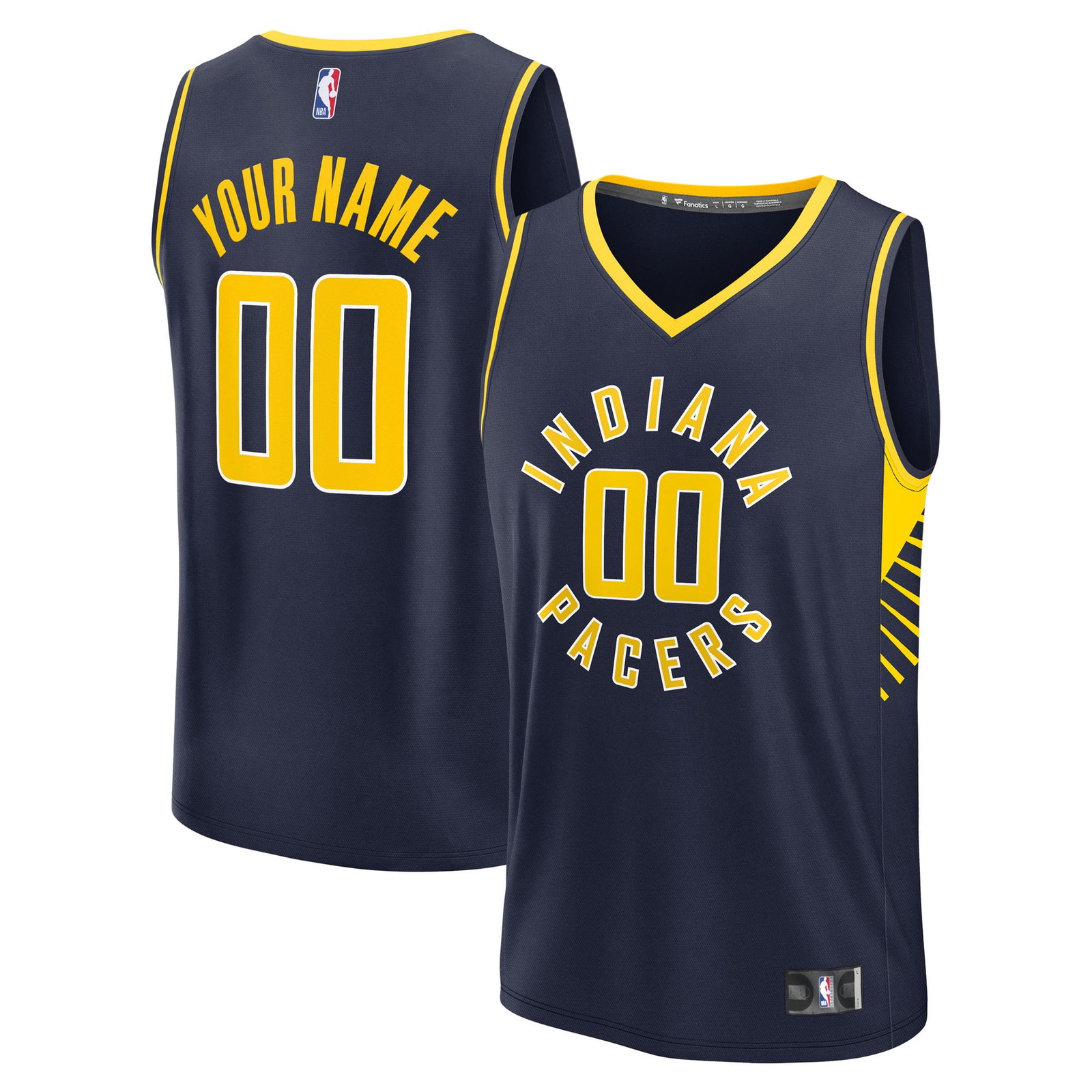 Indiana Pacers Fast Break Custom Jersey Icon Edition Navy - front and back view