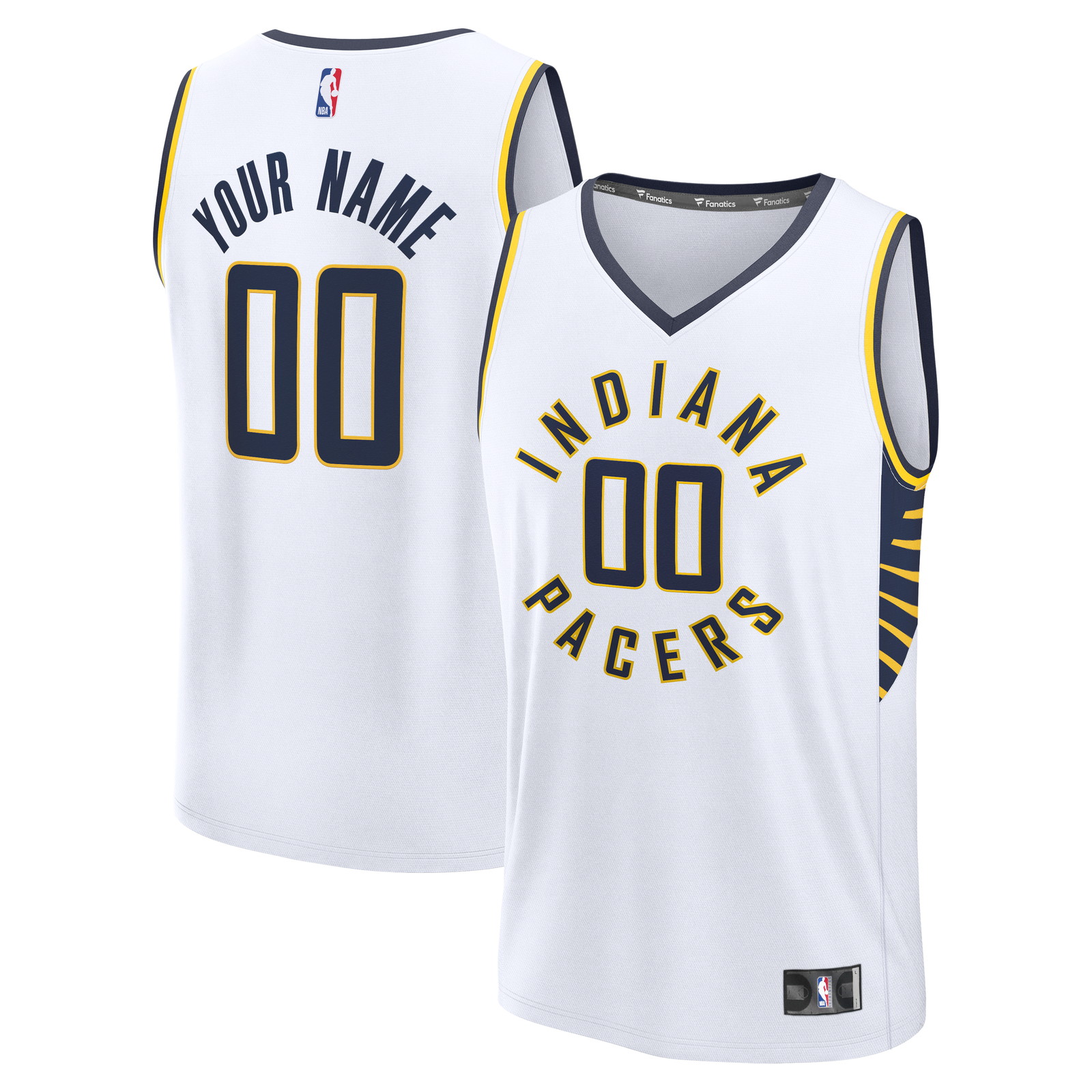 Indiana Pacers Fast Break Custom Jersey Icon Edition White - front and back view (2)