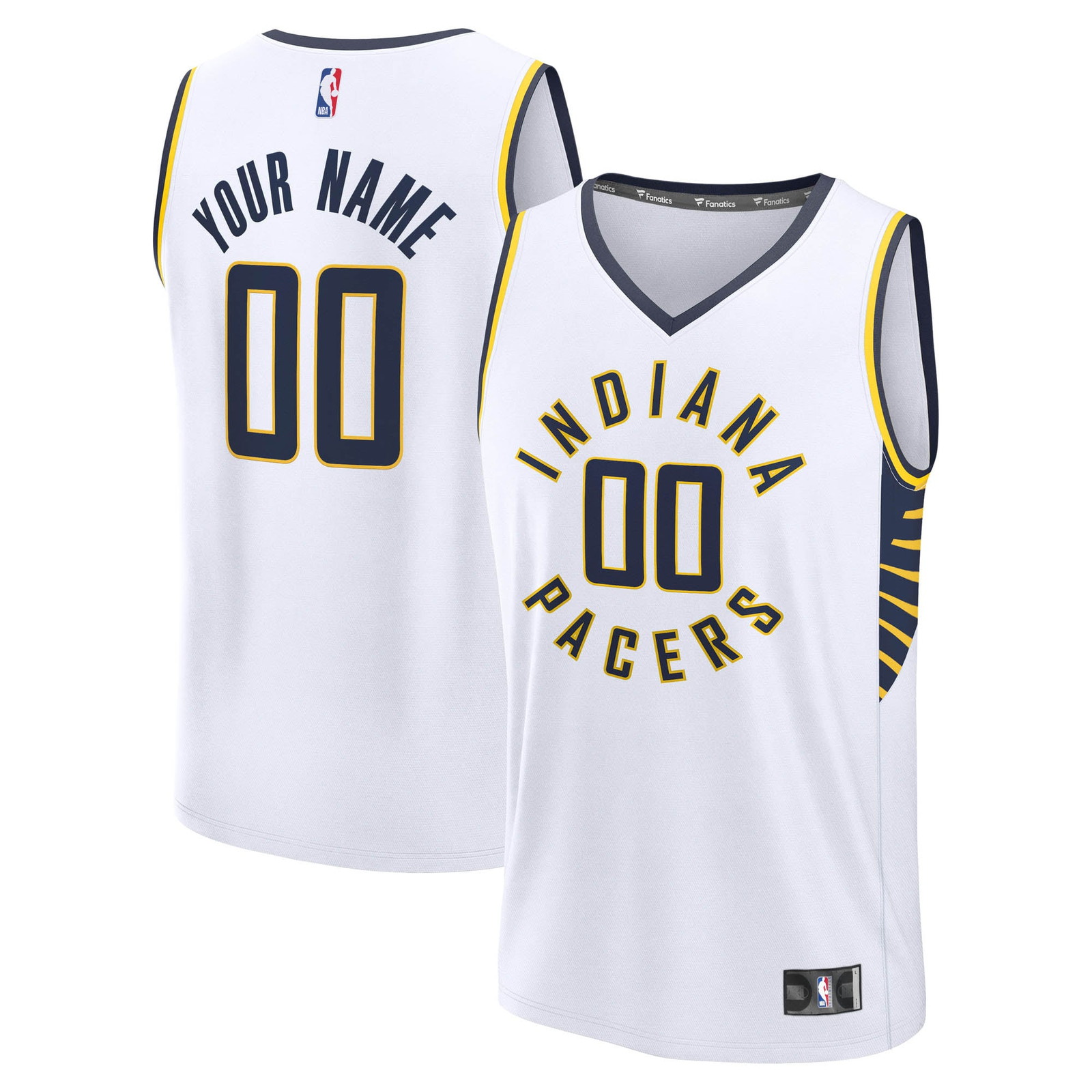 Indiana Pacers Fast Break Custom Jersey Icon Edition White - front and back view