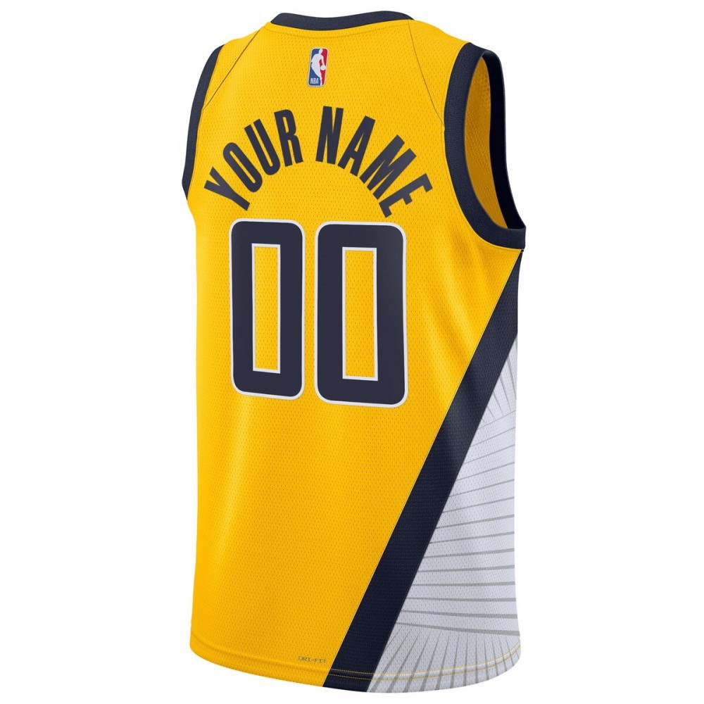 Indiana Pacers Unisex 2022/23 Swingman Custom Jersey Statement Edition Yellow - back view