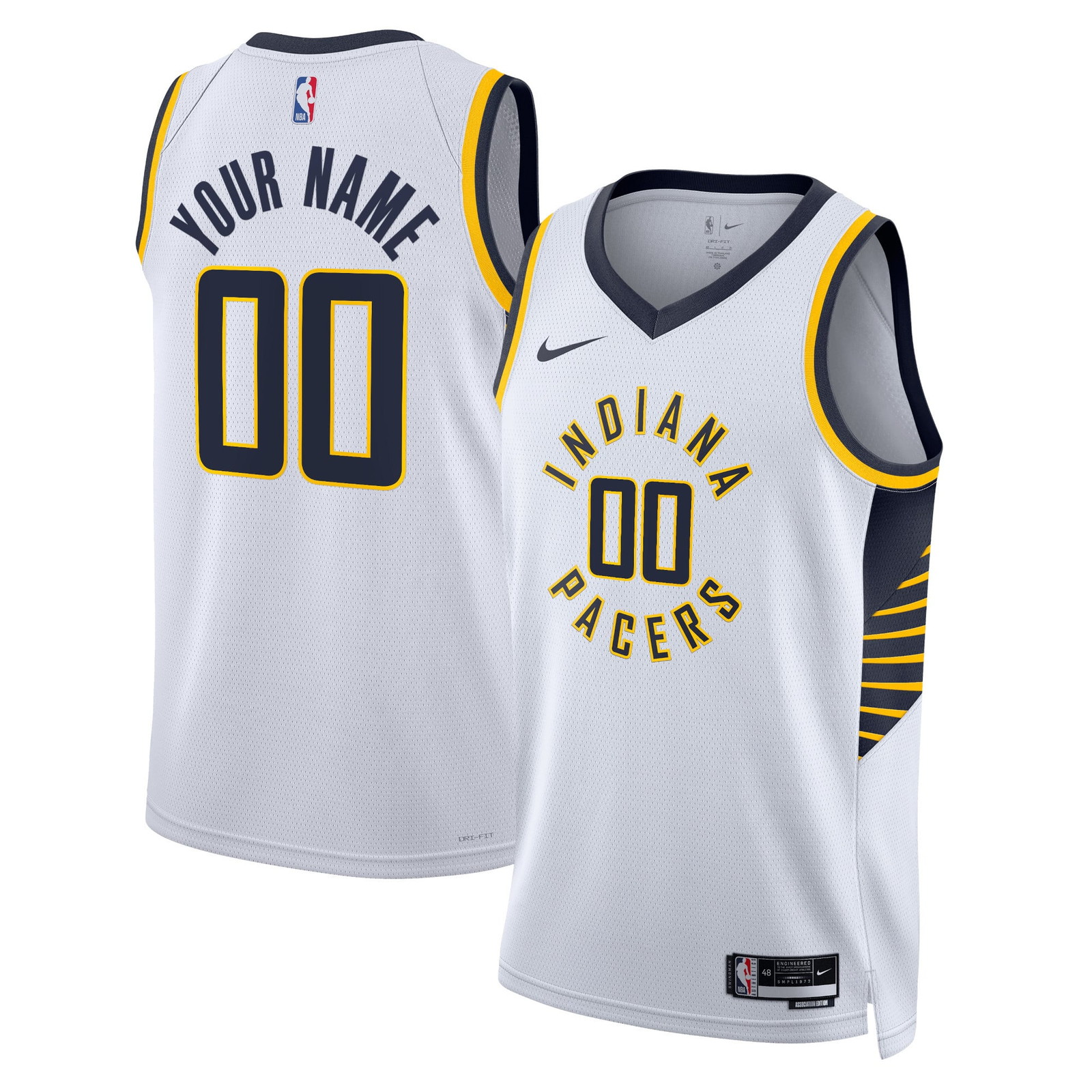 Indiana Pacers Unisex Swingman Custom Jersey White Association Edition - front and back view