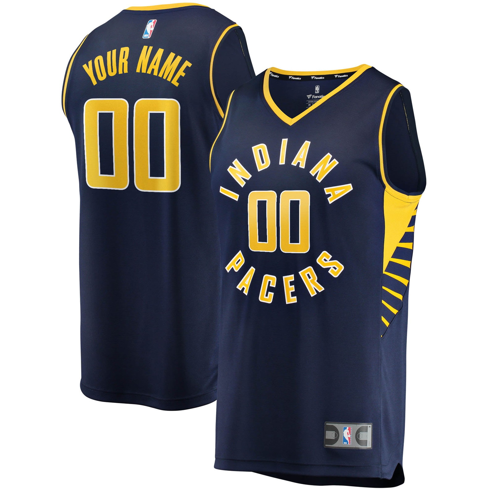 Indiana Pacers Youth Fast Break Custom Fan Version Jersey Navy Icon Edition - front and back view
