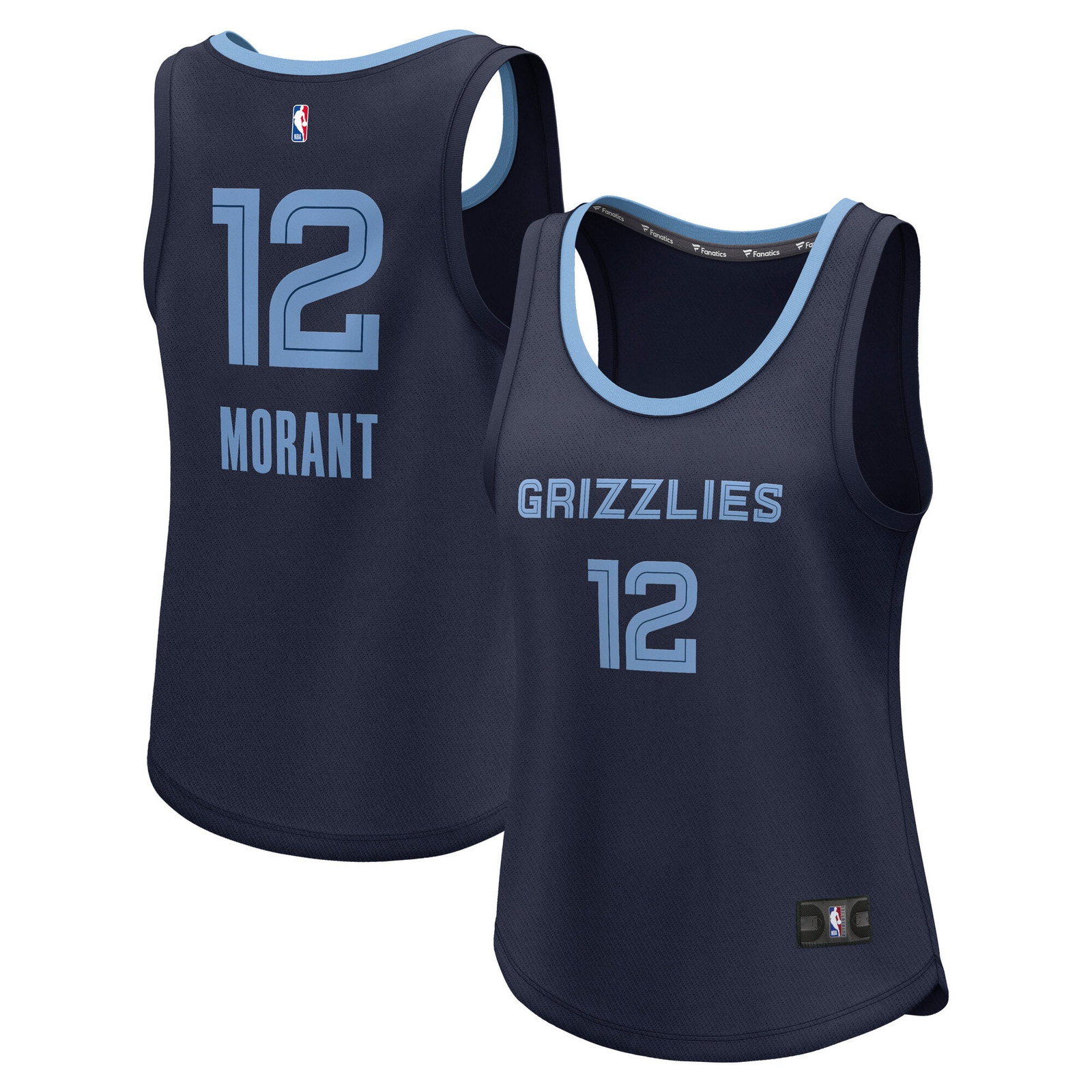 Ja Morant Memphis Grizzlies Women's Fast Break Player Jersey Icon Edition Navy - front and back view