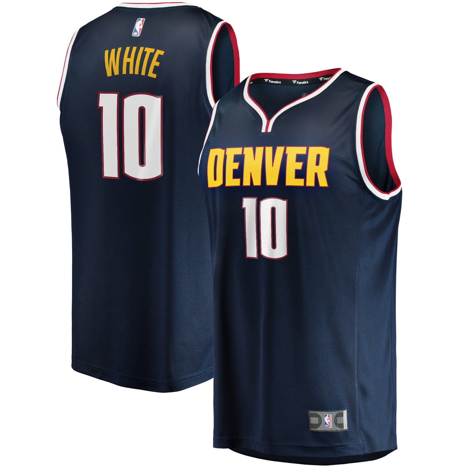Jack White Denver Nuggets Youth Fast Break Player Jersey Icon Edition Navy - front and back view