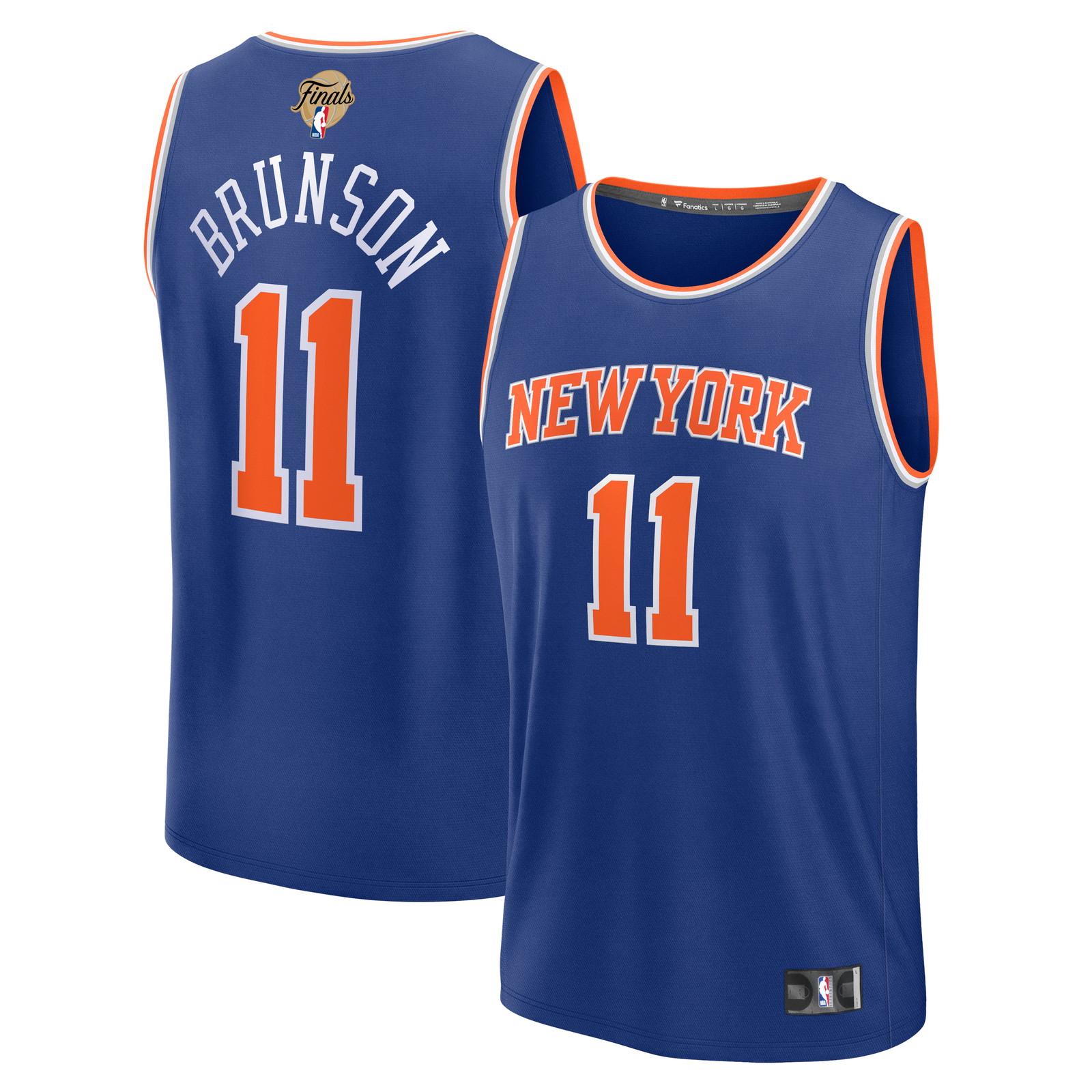 Jalen Brunson New York Knicks 2026 NBA Finals Patch Fast Break Fan Version - front and back view