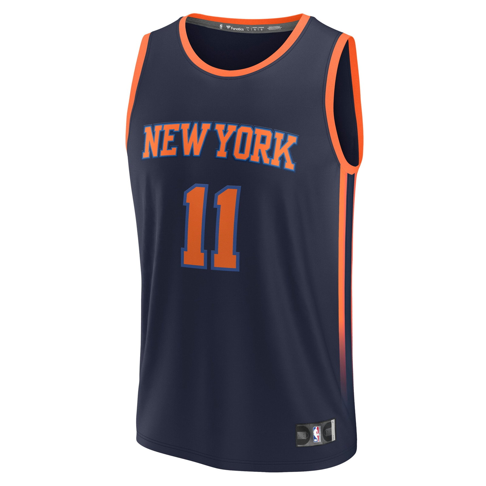 Jalen Brunson New York Knicks Youth Fast Break Fan Version Player Jersey Statement - front view