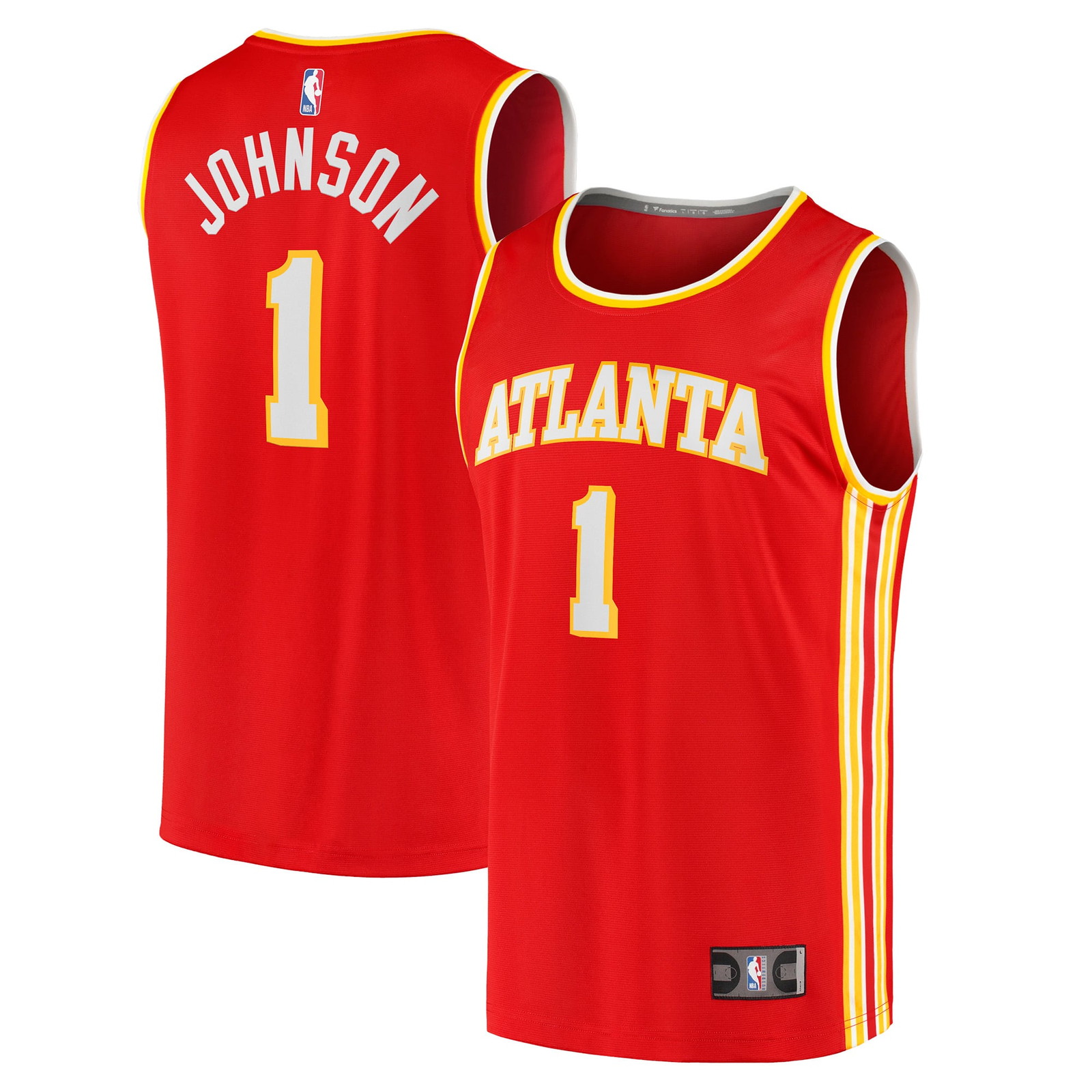 Jalen Johnson Atlanta Hawks Fast Break Fan Version Jersey Icon Edition Red - front and back view
