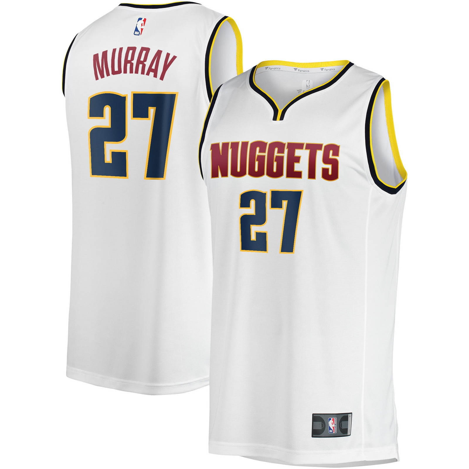Jamal Murray Denver Nuggets Fast Break Player Jersey Association Edition White - front and back view