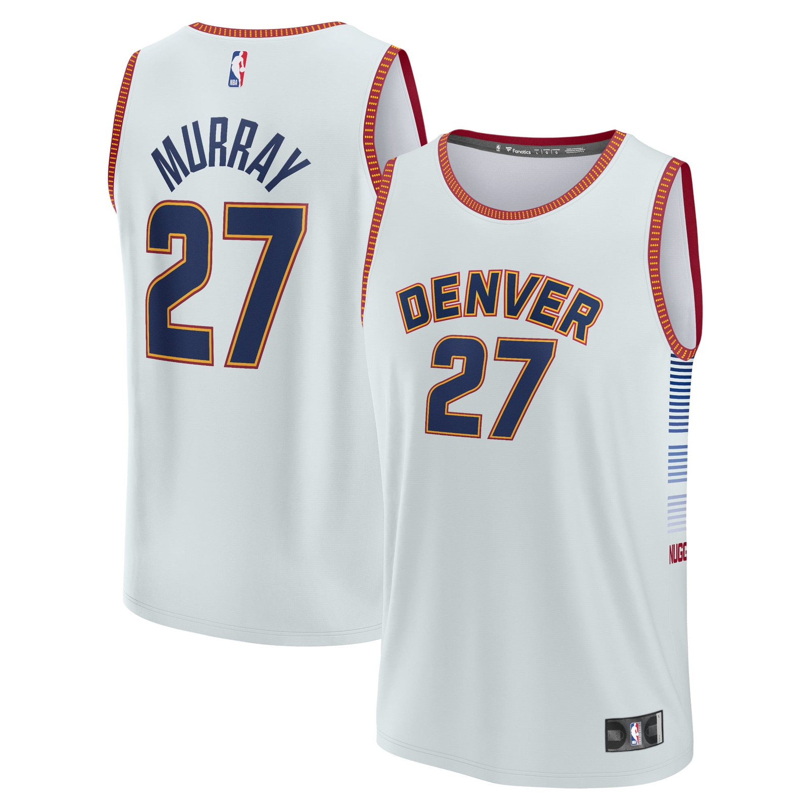 Jamal Murray Denver Nuggets Youth Fast Break Jersey City Edition Silver - front and back view