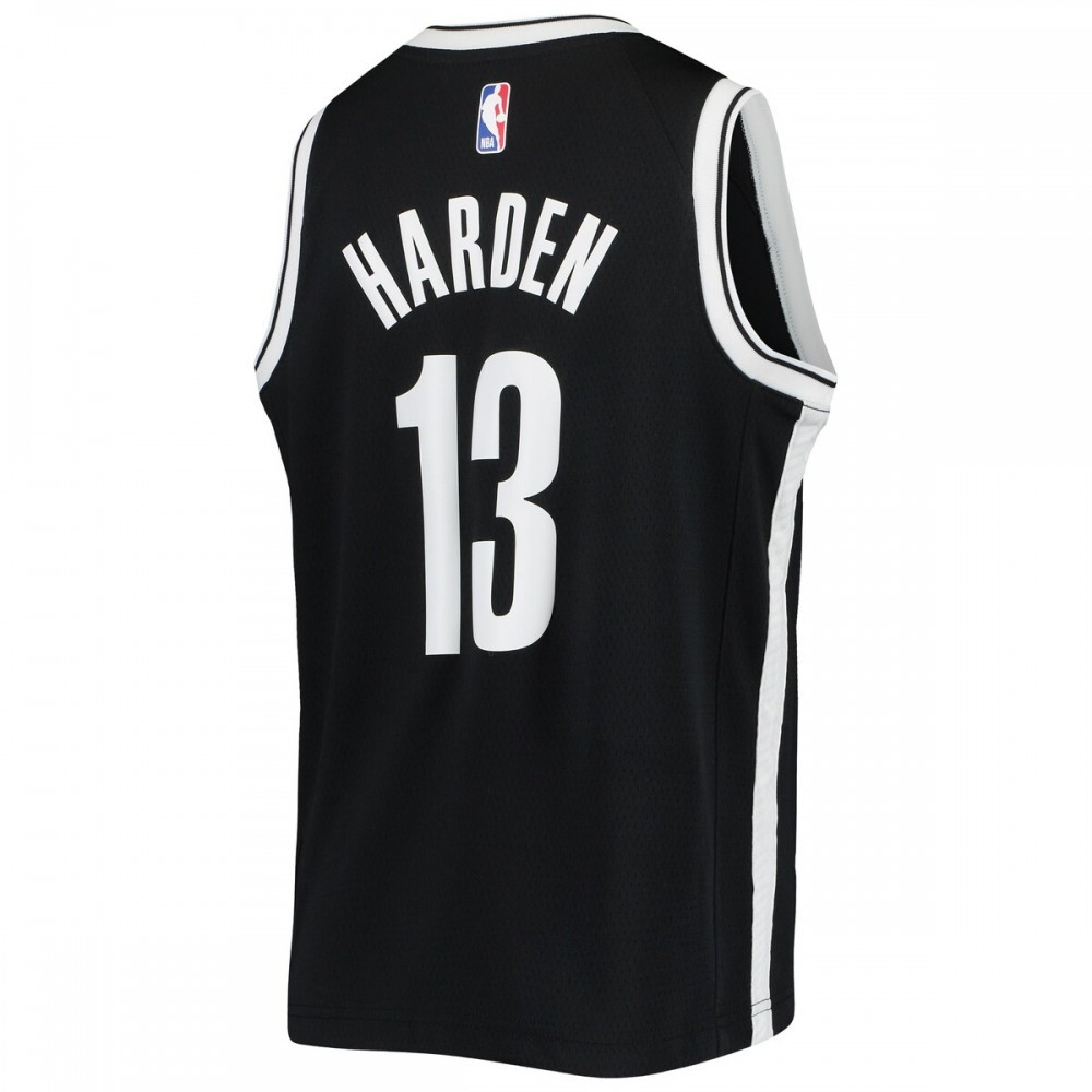 James Harden Brooklyn Nets Youth 2020/21 Swingman Jersey Black Icon Edition - back view