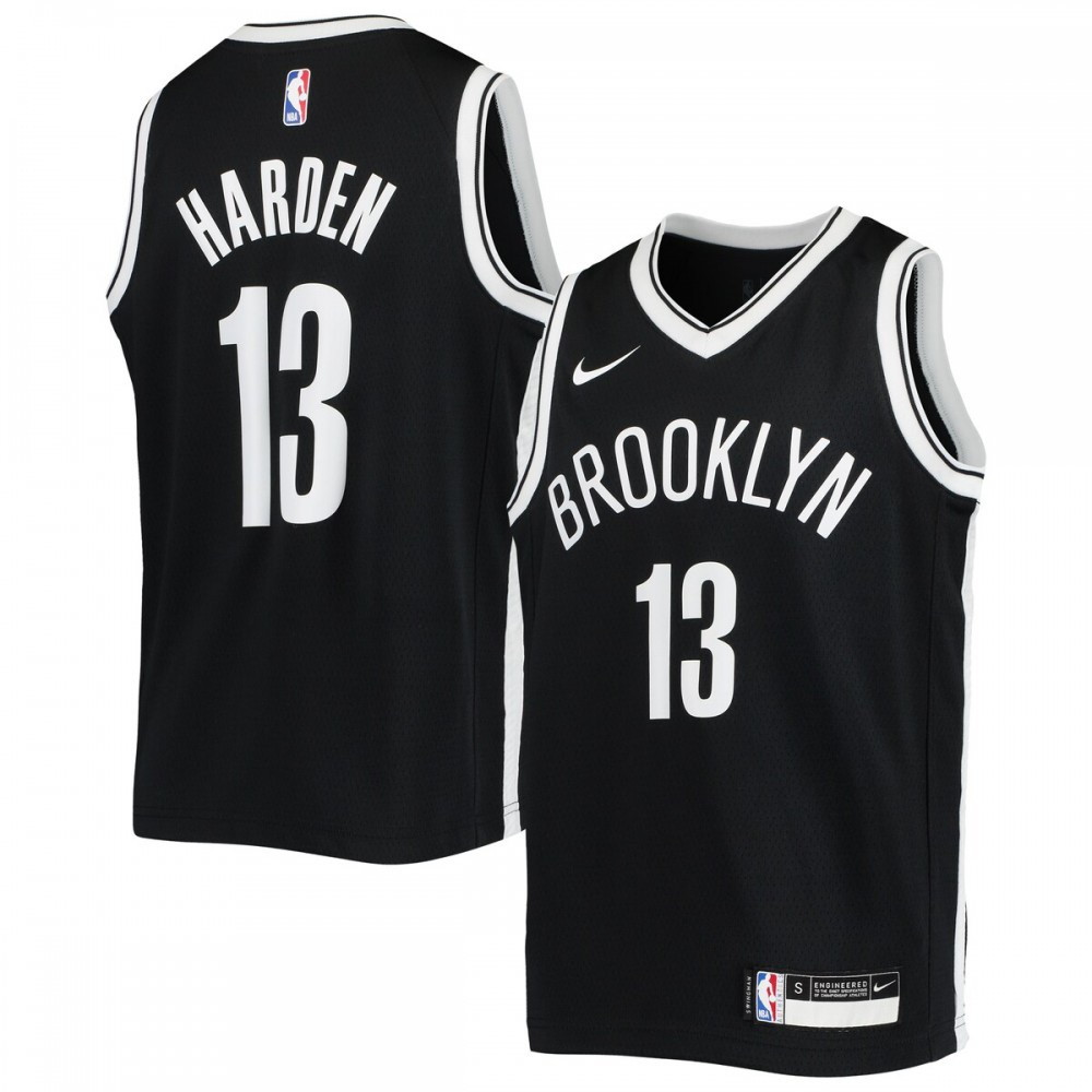 James Harden Brooklyn Nets Youth 2020/21 Swingman Jersey Black Icon Edition - front view