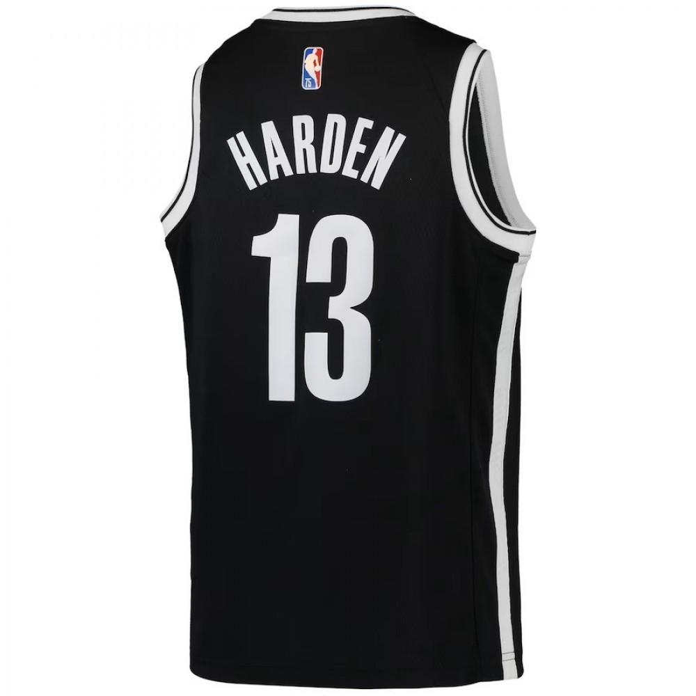 James Harden Brooklyn Nets Youth 2021/22 Diamond Swingman Jersey Icon Edition Black - back view