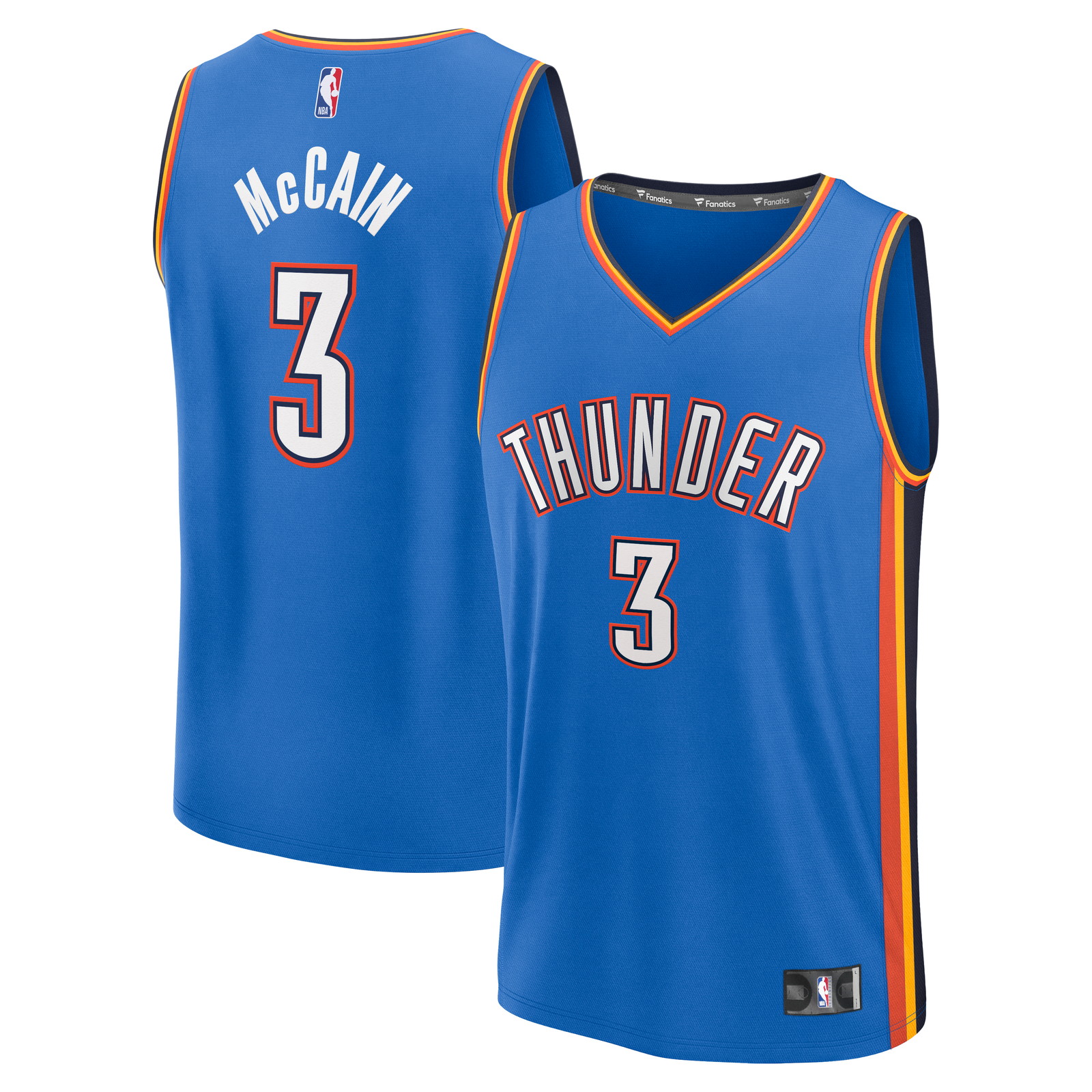 Jared McCain Oklahoma City Thunder Fast Break Fan Version Jersey Icon Edition - front and back view