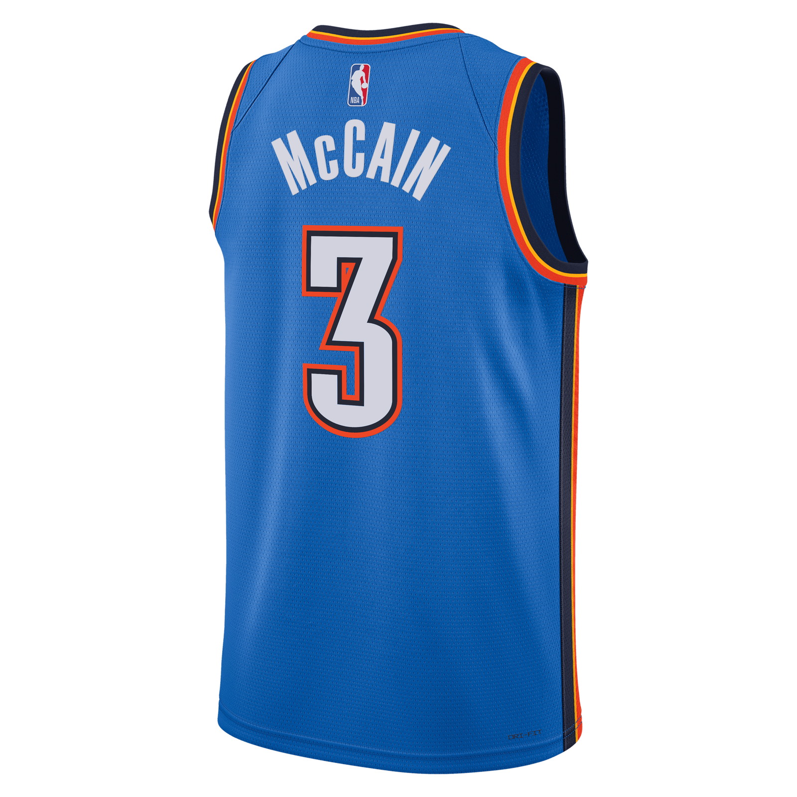 Jared McCain Oklahoma City Thunder Unisex Swingman Jersey Icon Edition Blue - back view
