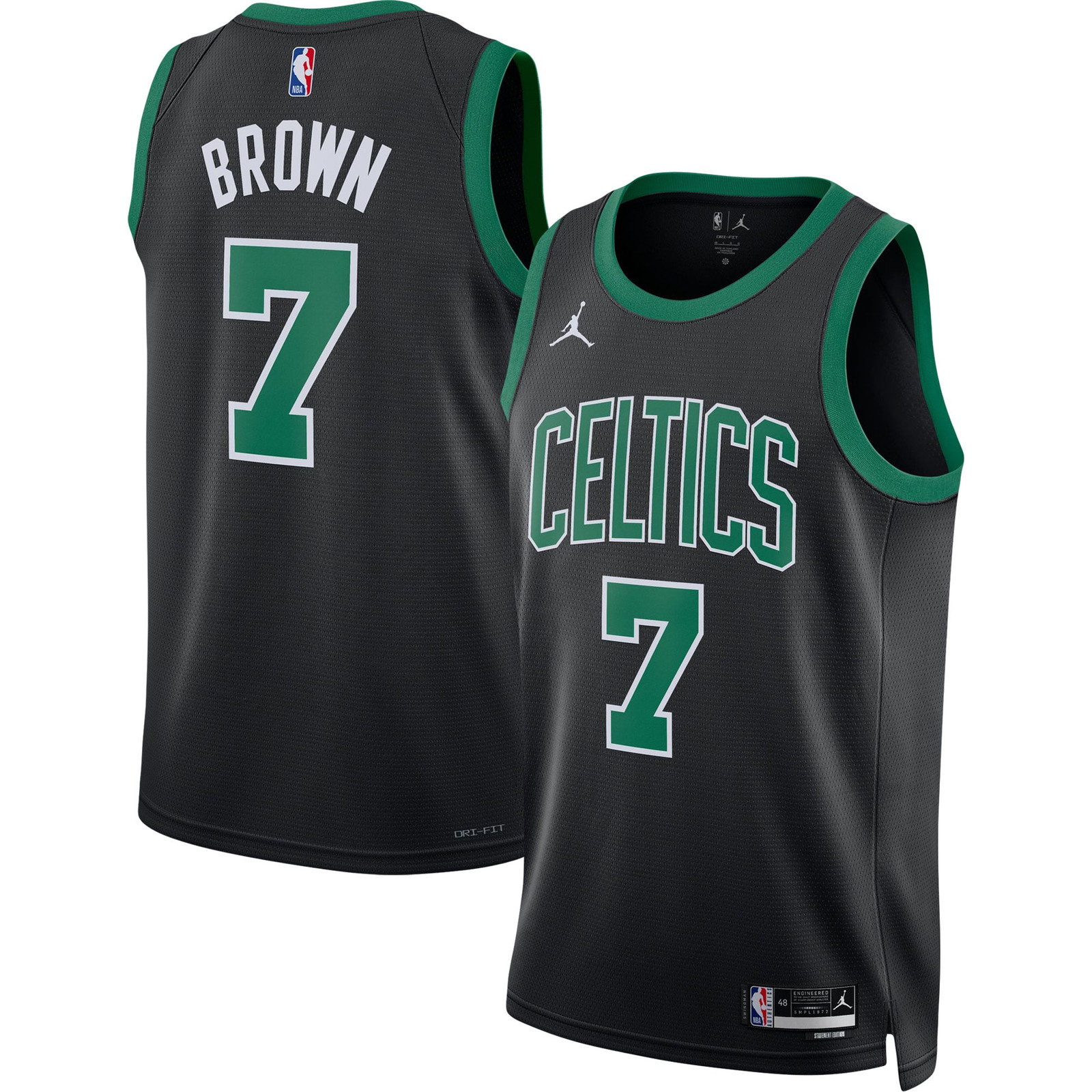 Jaylen Brown Boston Celtics Unisex Swingman Jersey Statement Edition Black - front and back view