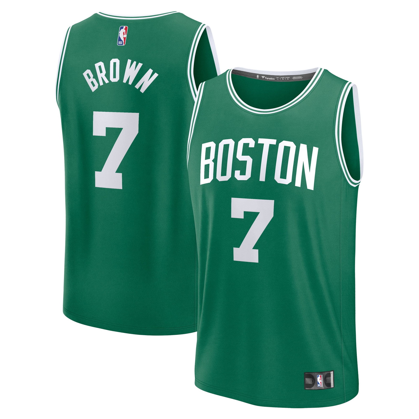 Jaylen Brown Boston Celtics Fast Break Fan Version Player Jersey Icon Edition - front and back view