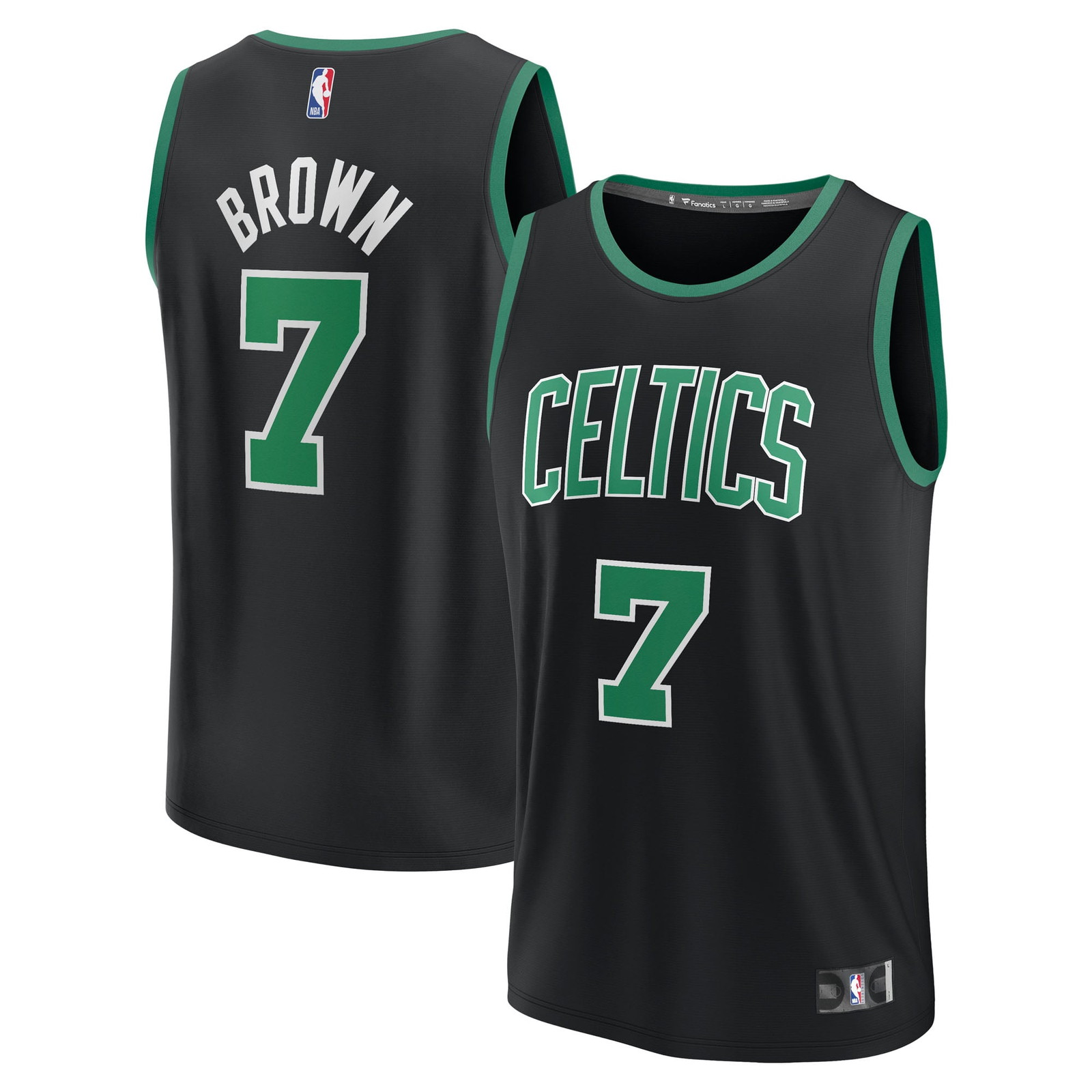 Jaylen Brown Boston Celtics Youth Fast Break Fan Version Player Jersey - front and back view