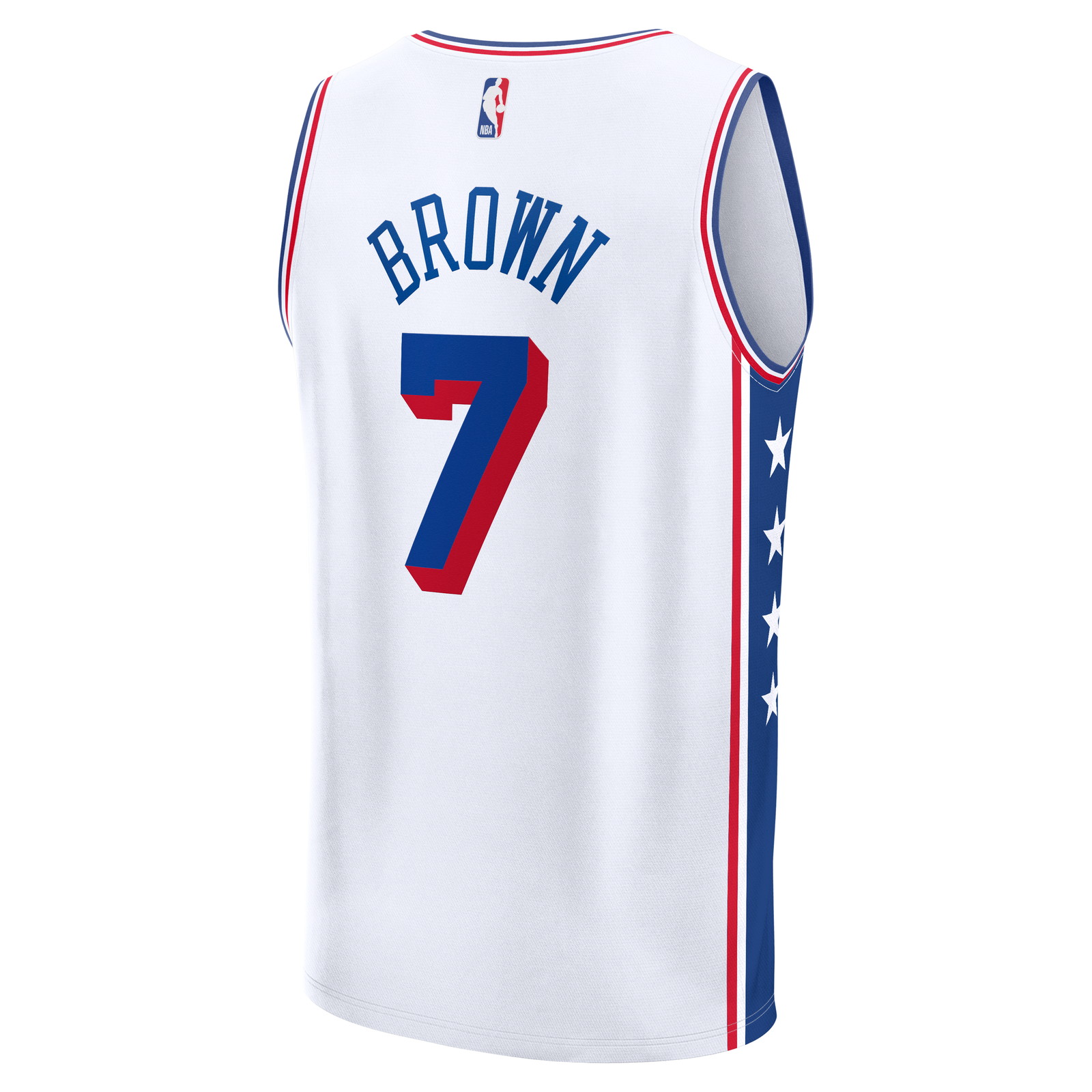 Jaylen Brown Philadelphia 76ers Fast Break Jersey Association Edition White - back view