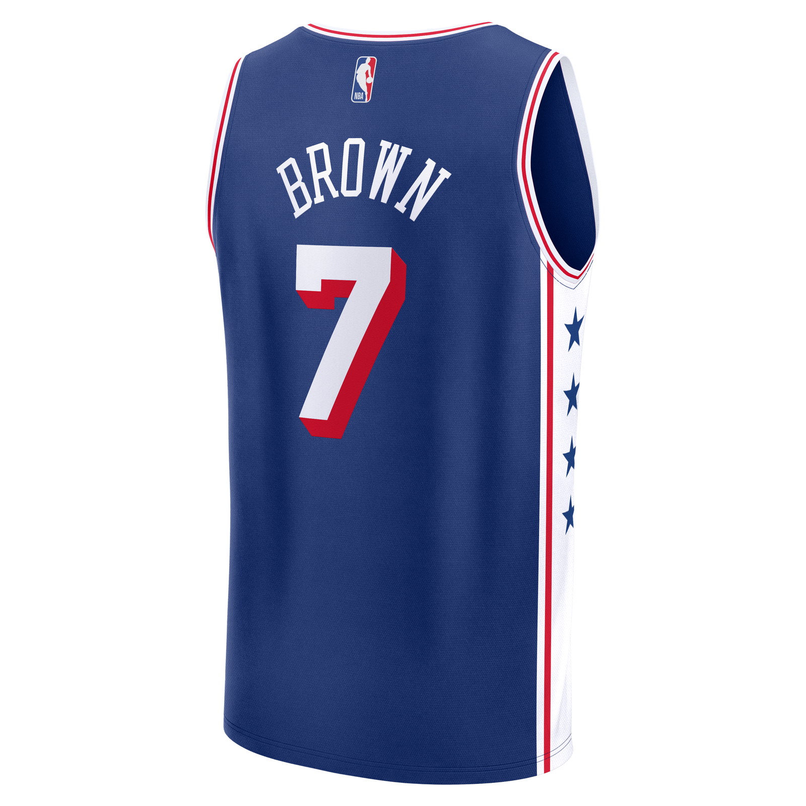 Jaylen Brown Philadelphia 76ers Fast Break Jersey Icon Edition Royal - back view