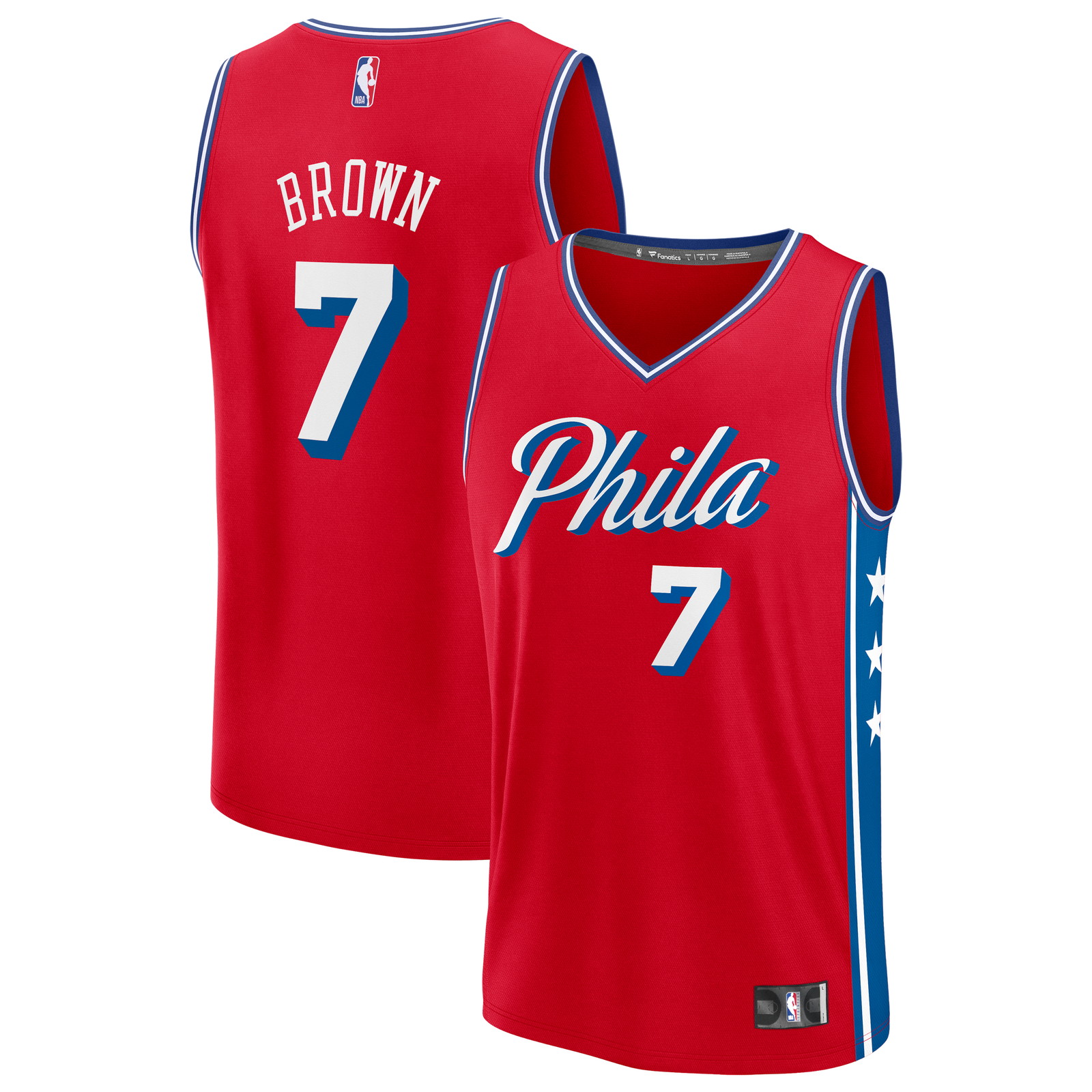 Jaylen Brown Philadelphia 76ers Fast Break Jersey Statement Edition Red - front and back view