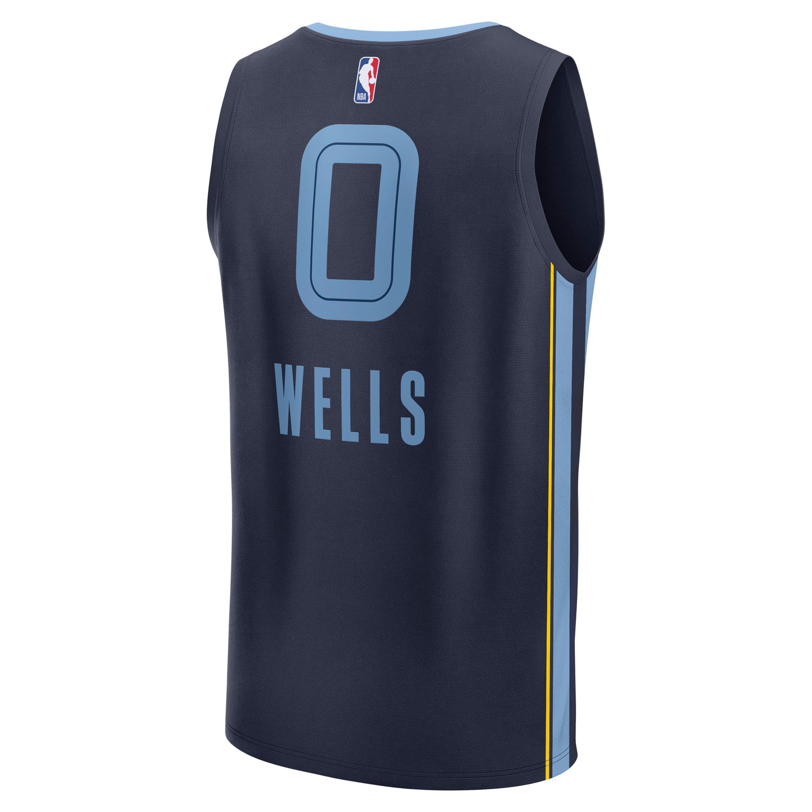 Jaylen Wells Memphis Grizzlies Fast Break Fan Version Player Jersey Icon Edition Navy - back view