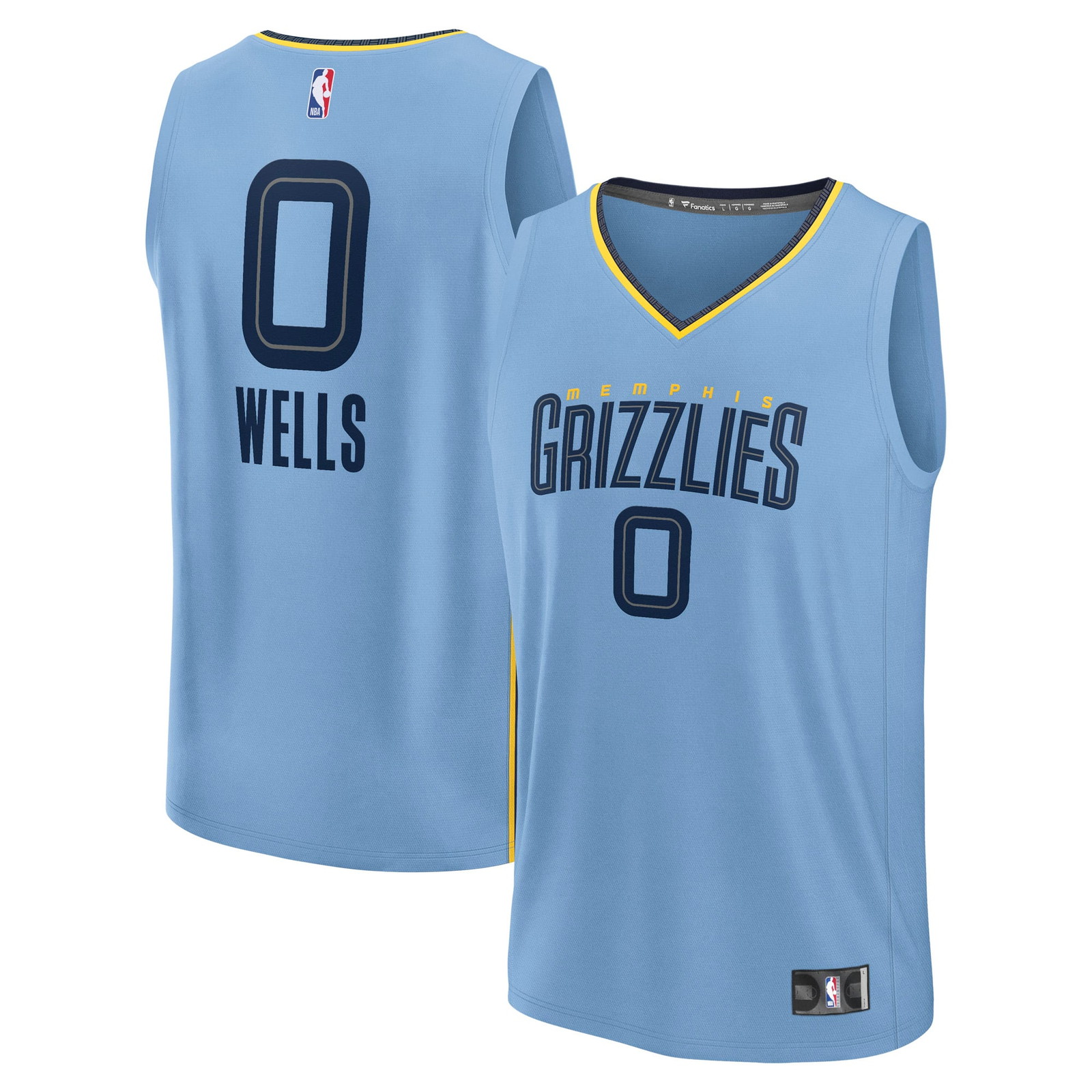 Jaylen Wells Memphis Grizzlies Fast Break Fan Version Player Jersey Statement - front and back view