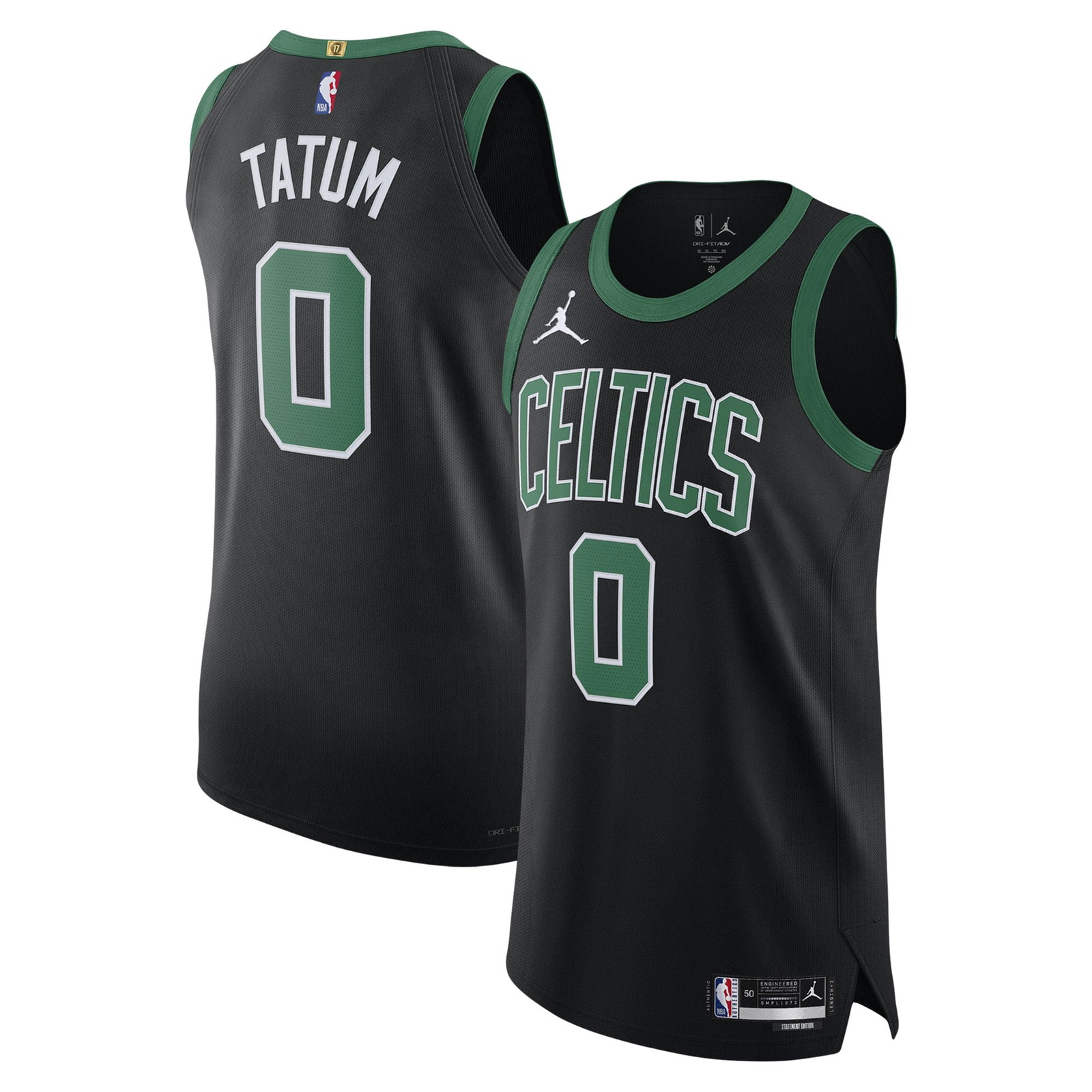 Jayson Tatum Boston Celtics Pro Cut Player Jersey Statement Edition Black - front and back view