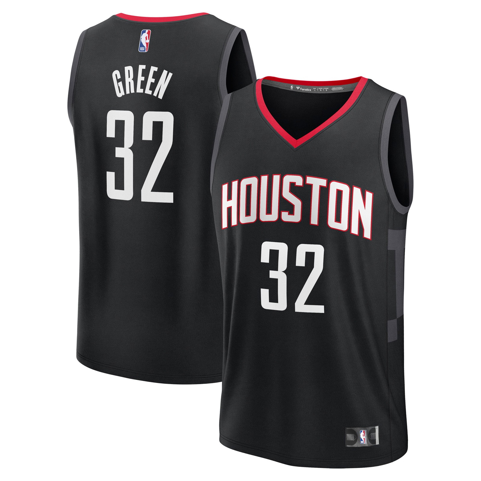 Jeff Green Houston Rockets Fast Break Fan Version Player Jersey Statement - front and back view