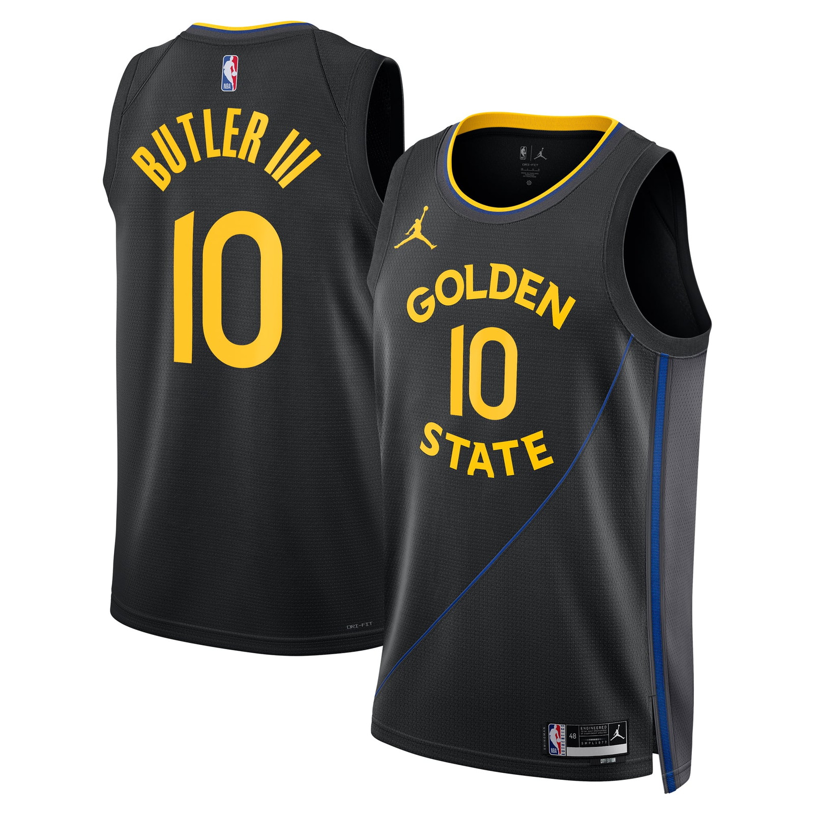 Jimmy Butler Golden State Warriors Unisex Swingman Jersey Statement Edition - front and back view