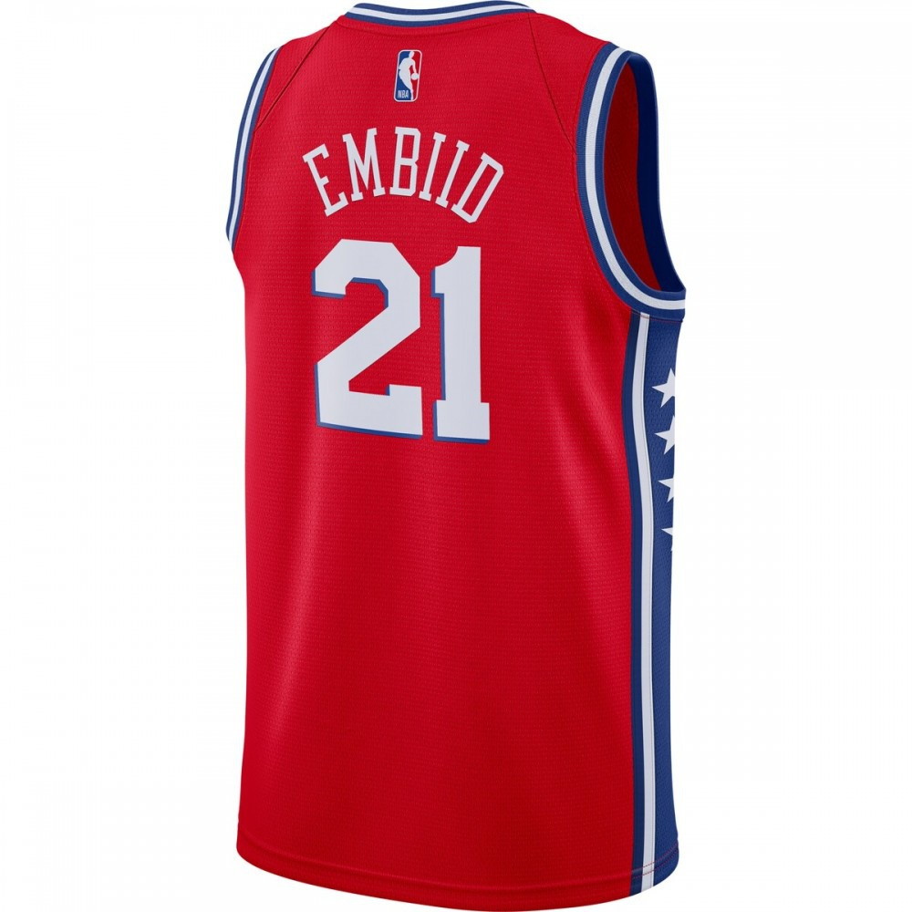 Joel Embiid Philadelphia 76ers 2020/21 Swingman Jersey Statement Edition Red - back view