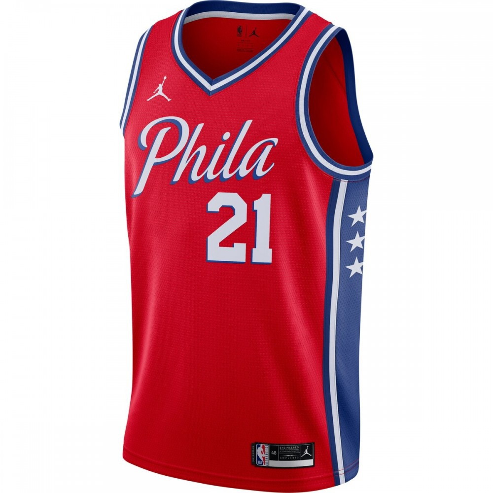 Joel Embiid Philadelphia 76ers 2020/21 Swingman Jersey Statement Edition Red - second front view
