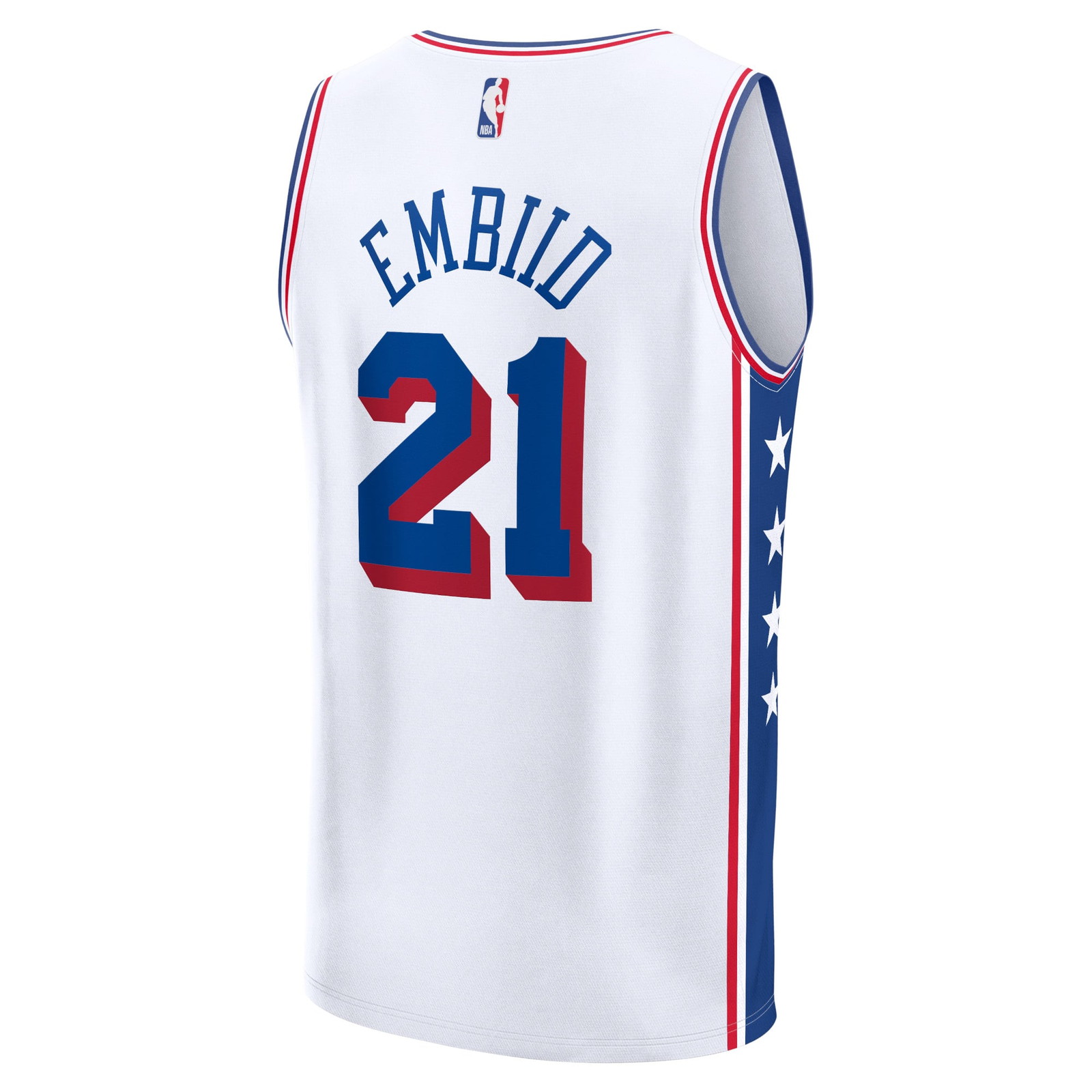 Joel Embiid Philadelphia 76ers Fast Break Fan Version Jersey Association Edition White - back view