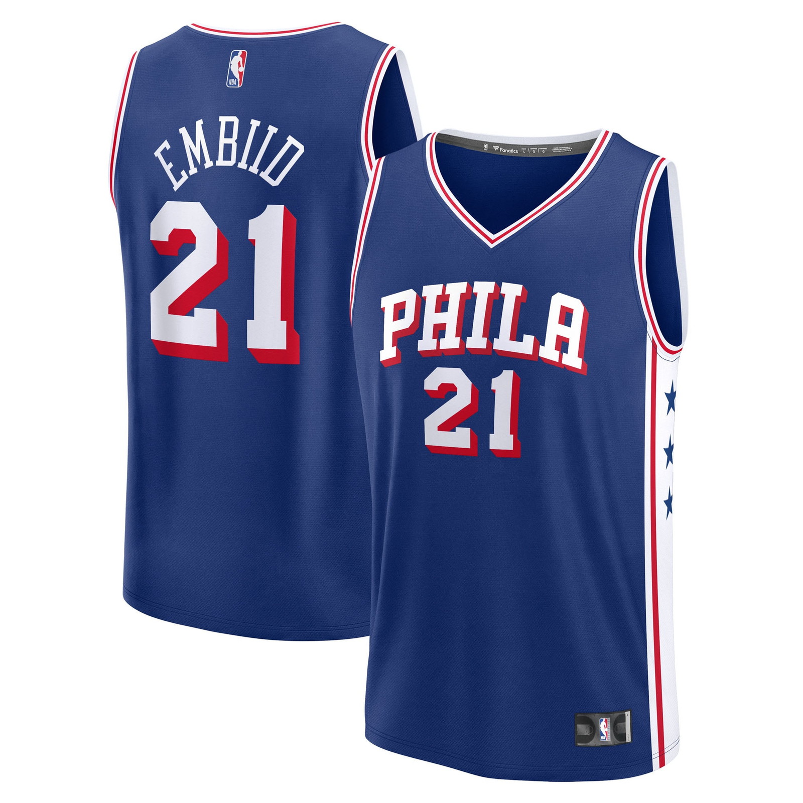 Joel Embiid Philadelphia 76ers Fast Break Fan Version Player Jersey Icon - front and back view