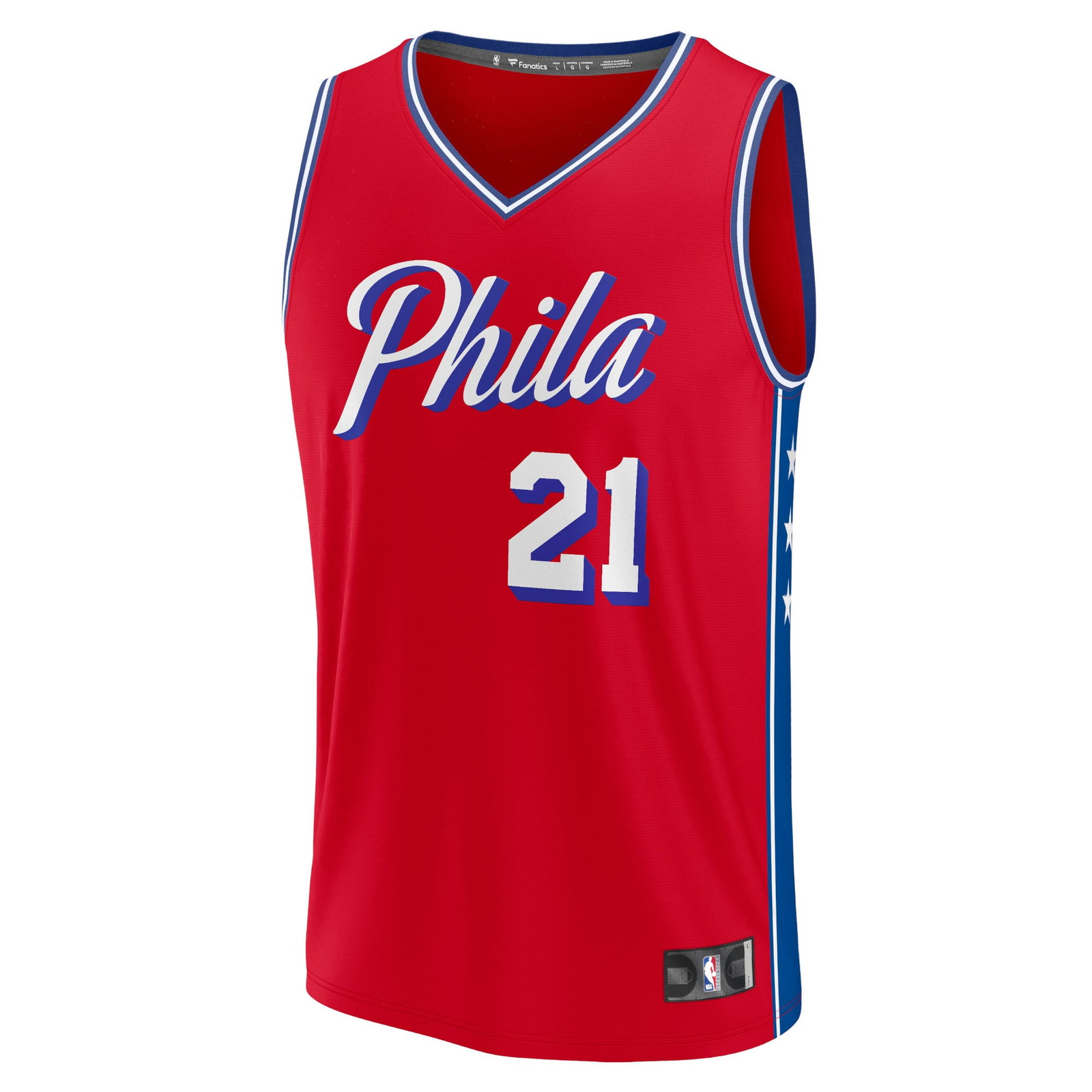 Joel Embiid Philadelphia 76ers Fast Break Fan Version Player Jersey Statement Edition - front view