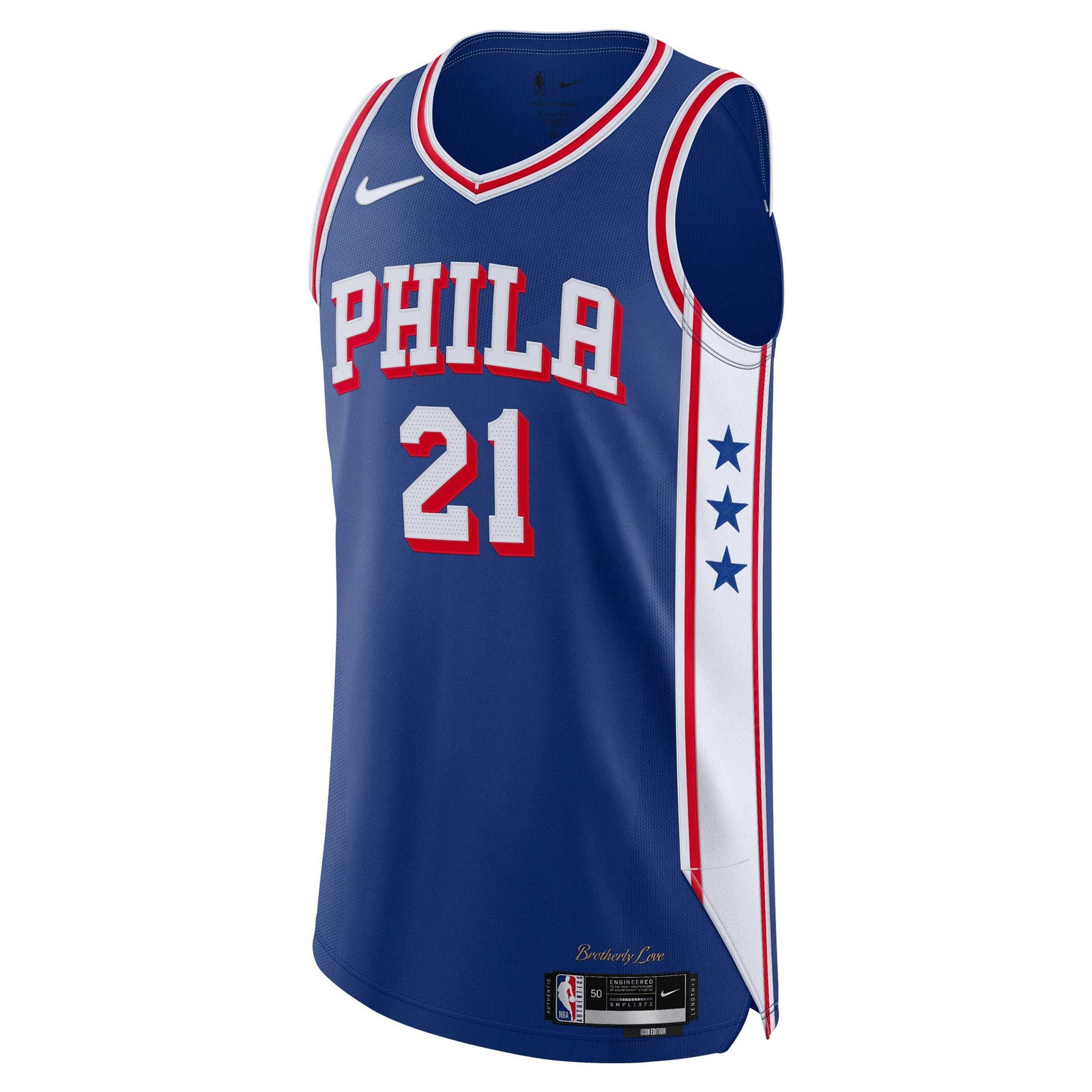 Joel Embiid Philadelphia 76ers Pro Cut Jersey Icon Edition Royal - front view