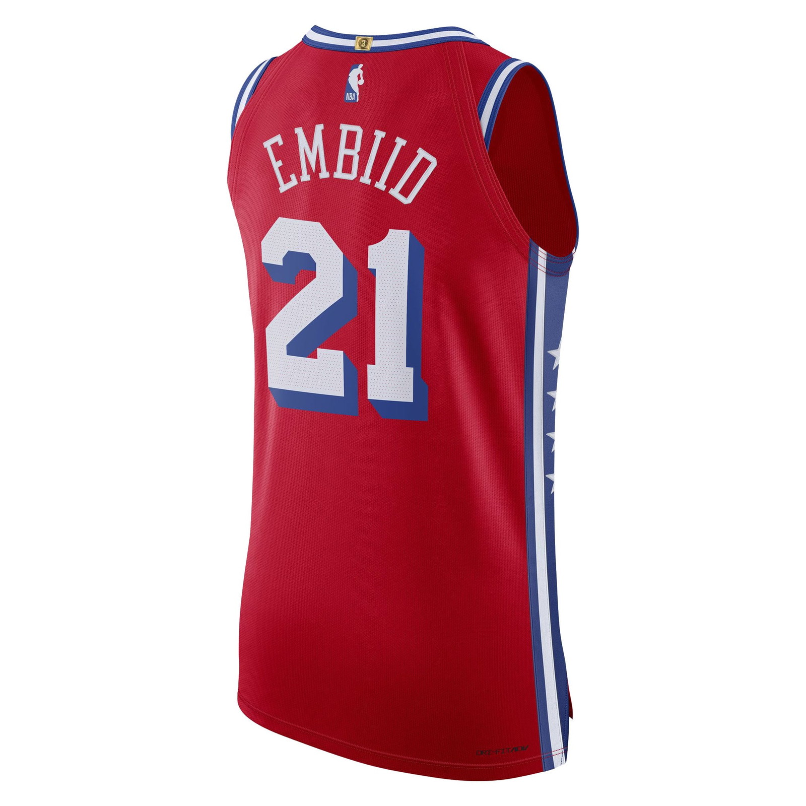 Joel Embiid Philadelphia 76ers Pro Cut Player Jersey Statement Edition Red - back view