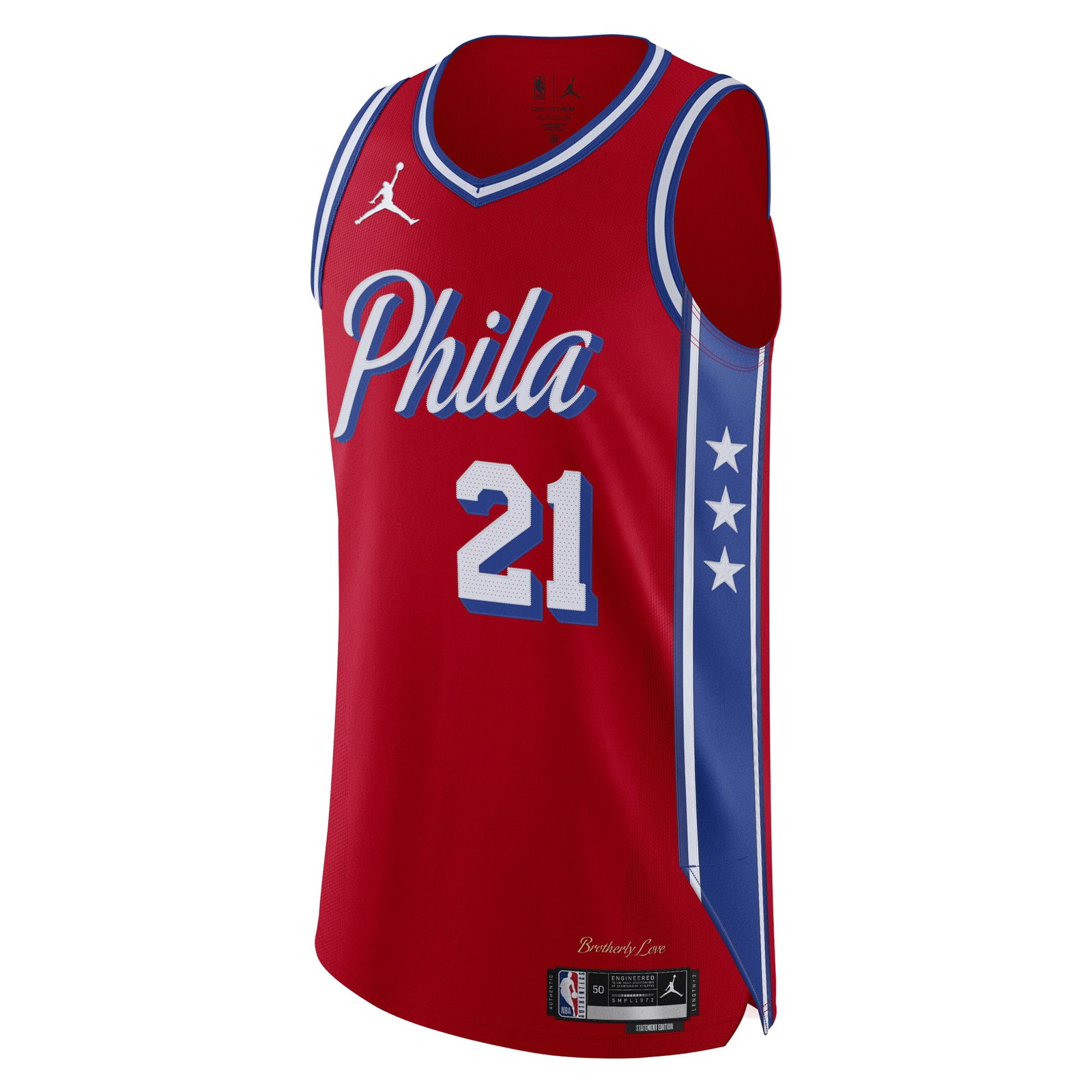 Joel Embiid Philadelphia 76ers Pro Cut Player Jersey Statement Edition Red - front view