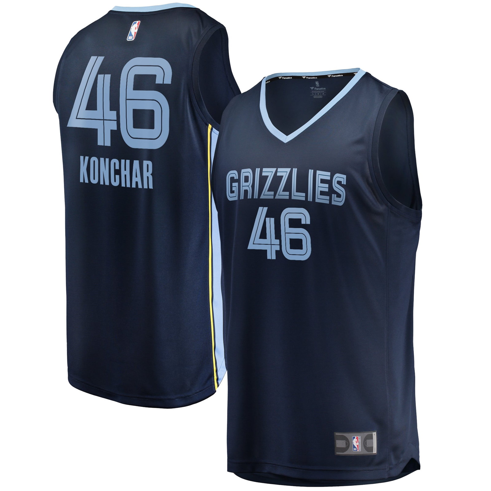 John Konchar Memphis Grizzlies Fast Break Fan Version Jersey Icon Edition Navy - front and back view