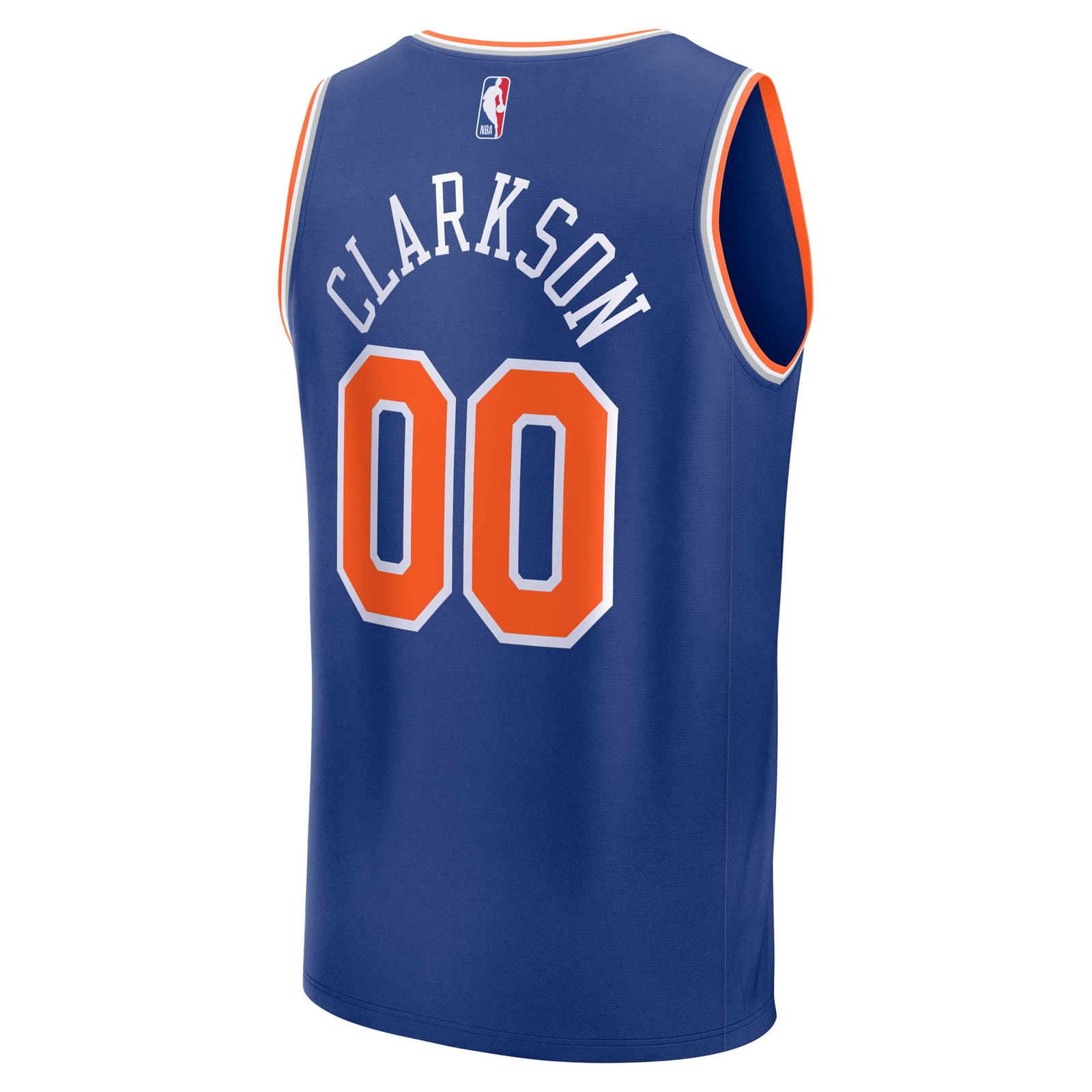 Jordan Clarkson New York Knicks Fast Break Fan Version Player Jersey Icon Edition Blue - back view