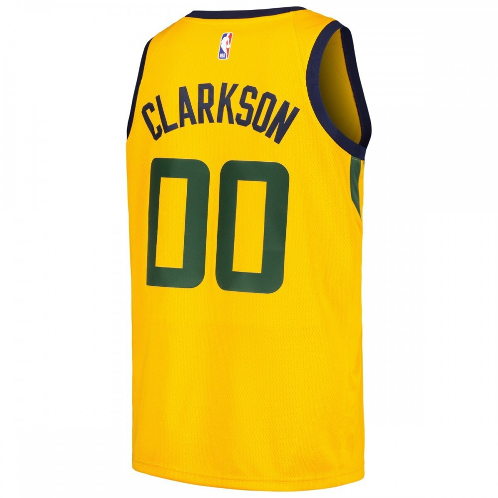 Jordan Clarkson Utah Jazz Swingman Player Jersey Statement Edition Yellow - back view