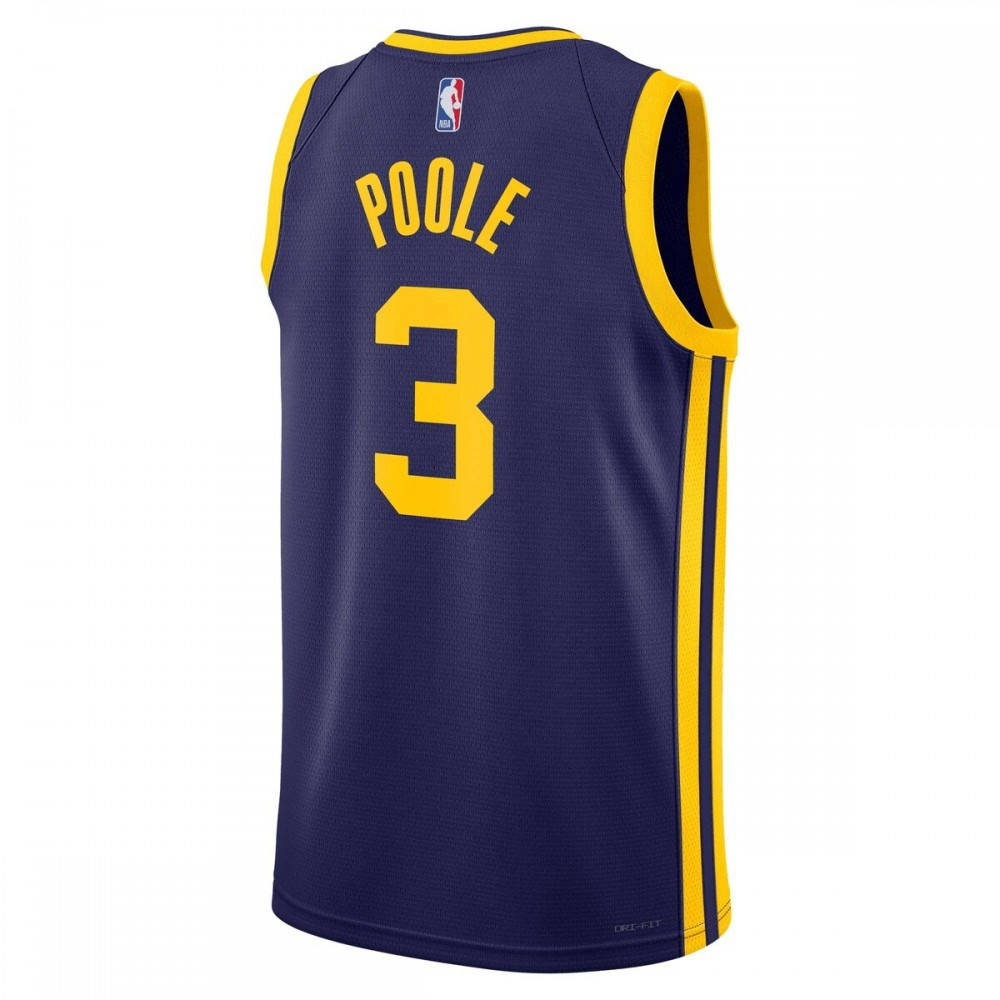 Jordan Poole Golden State Warriors 2022/23 Statement Edition Swingman Jersey Navy - back view