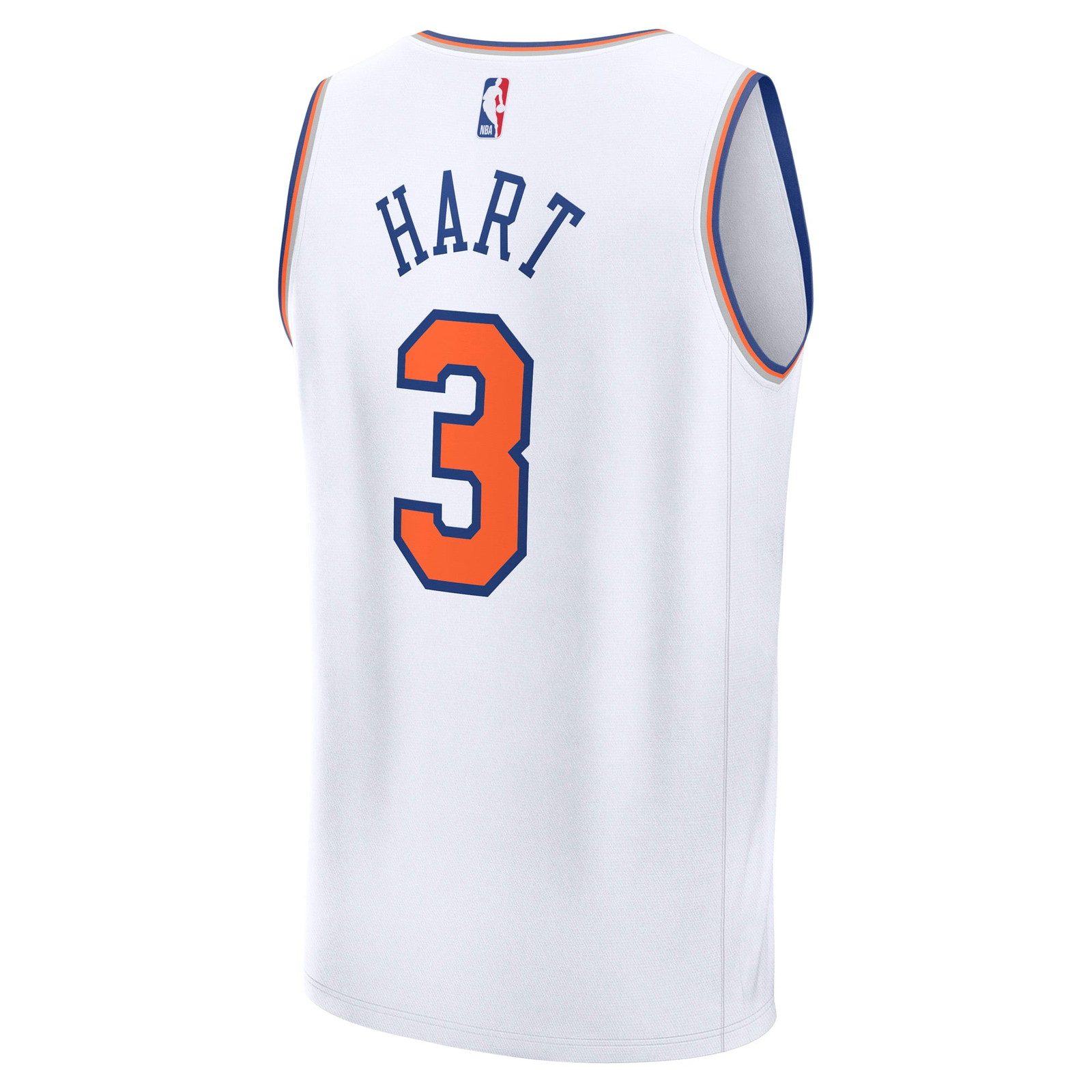 Josh Hart New York Knicks Fast Break Fan Version Player Jersey Association Edition White - back view