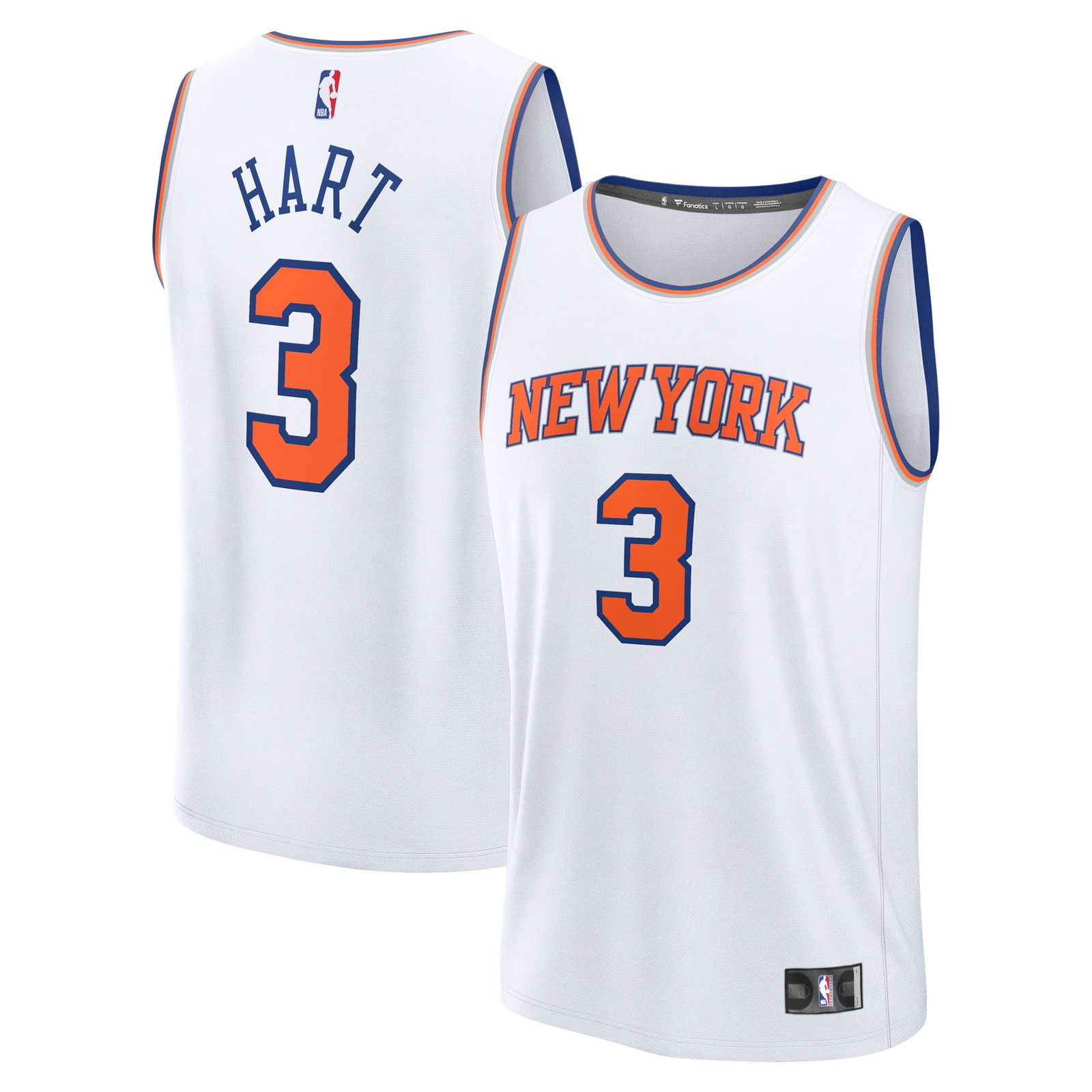 Josh Hart New York Knicks Fast Break Fan Version Player Jersey Association - front and back view