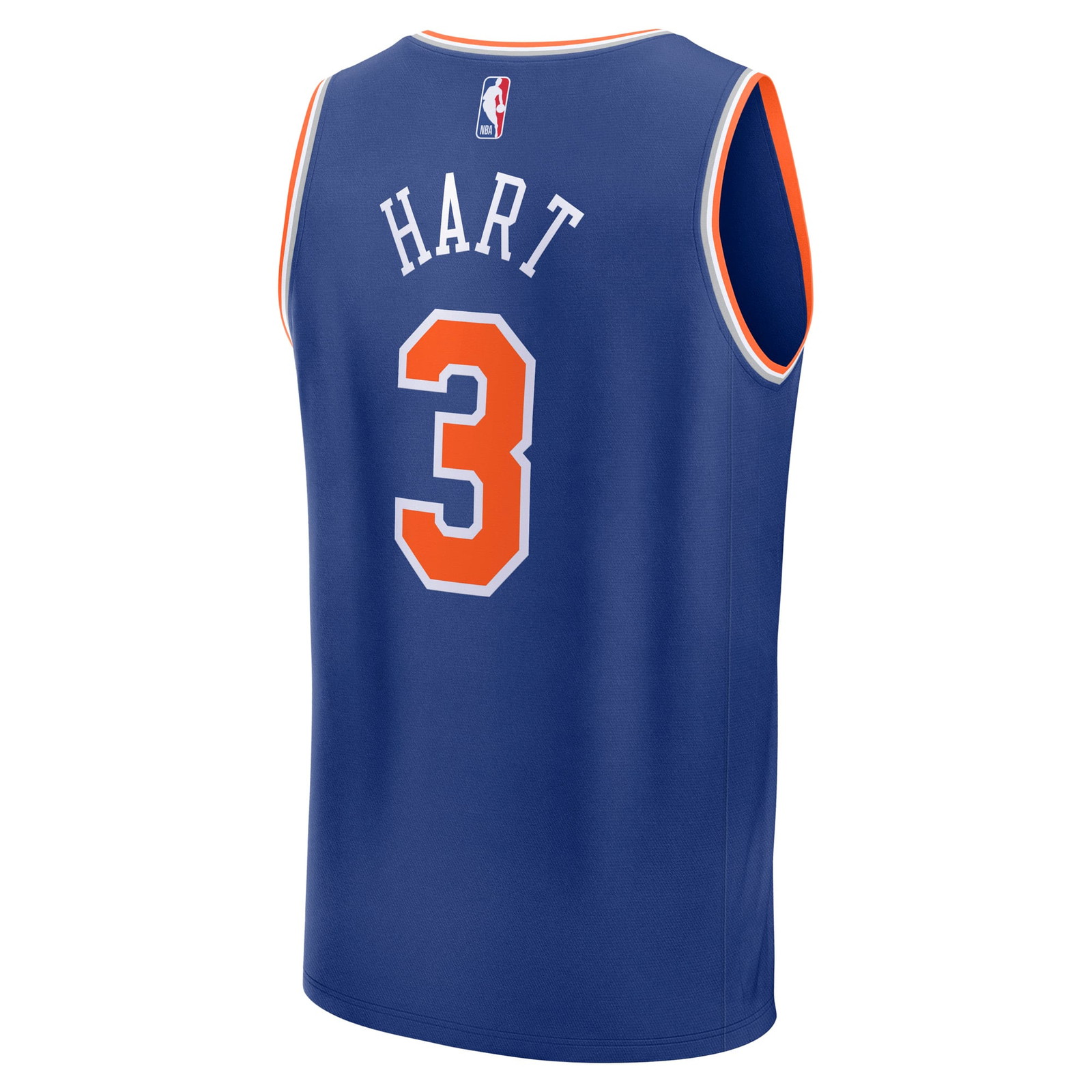 Josh Hart New York Knicks Fast Break Fan Version Player Jersey Icon Edition Blue - back view