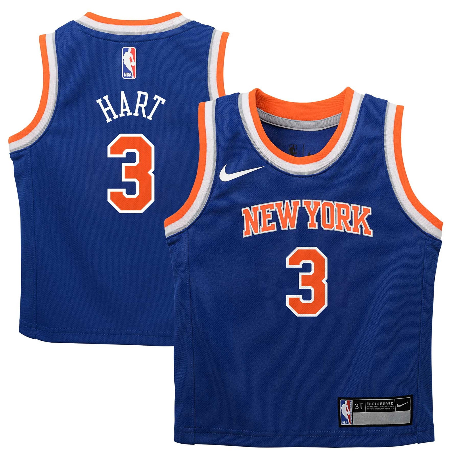Josh Hart New York Knicks Preschool Fan Version Swingman Jersey Icon Edition - front and back view