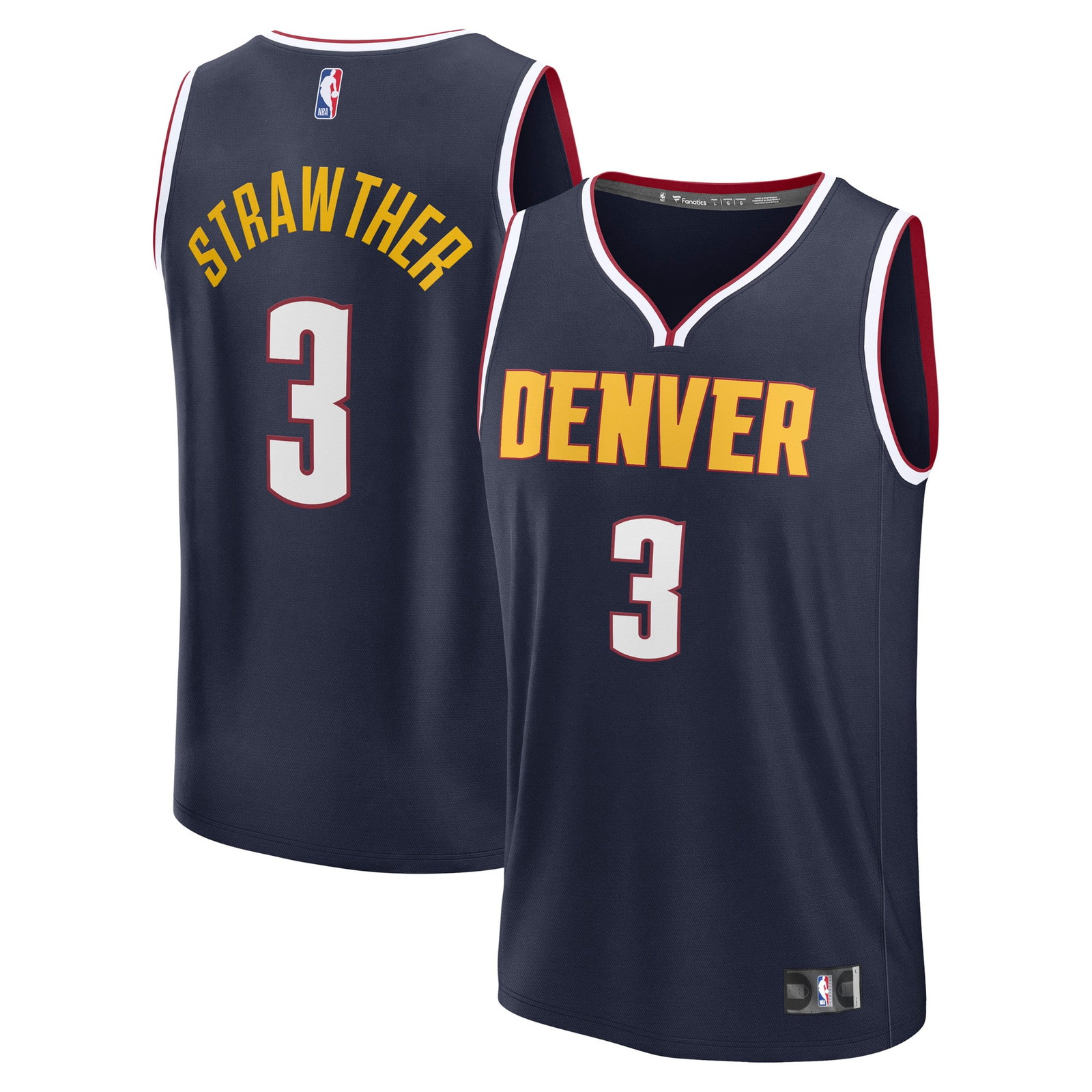 Julian Strawther Denver Nuggets Fast Break Fan Version Player Jersey Icon - front and back view