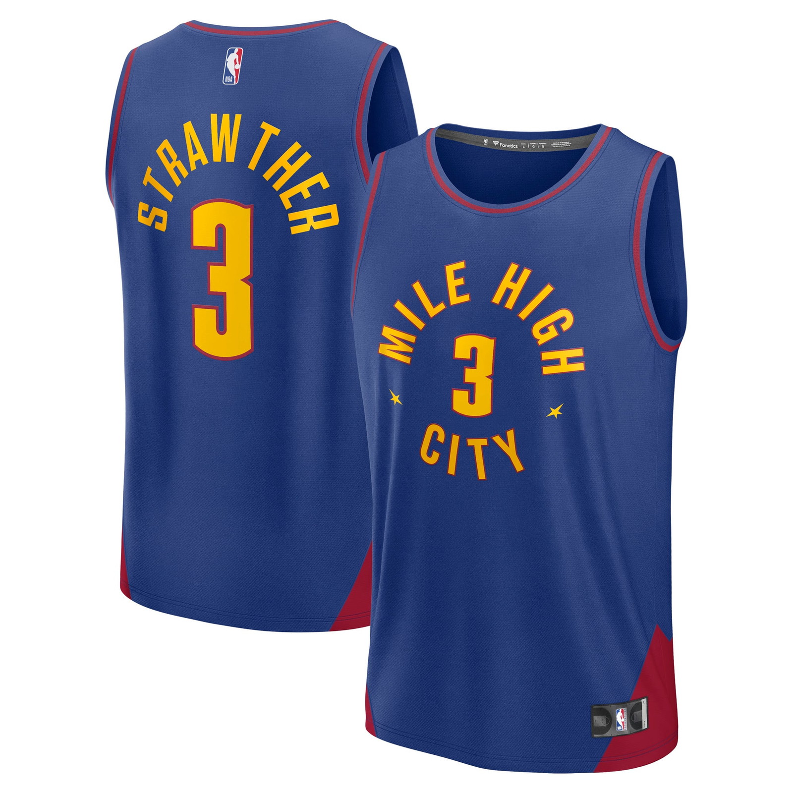 Julian Strawther Denver Nuggets Fast Break Fan Version Player Jersey - front and back view