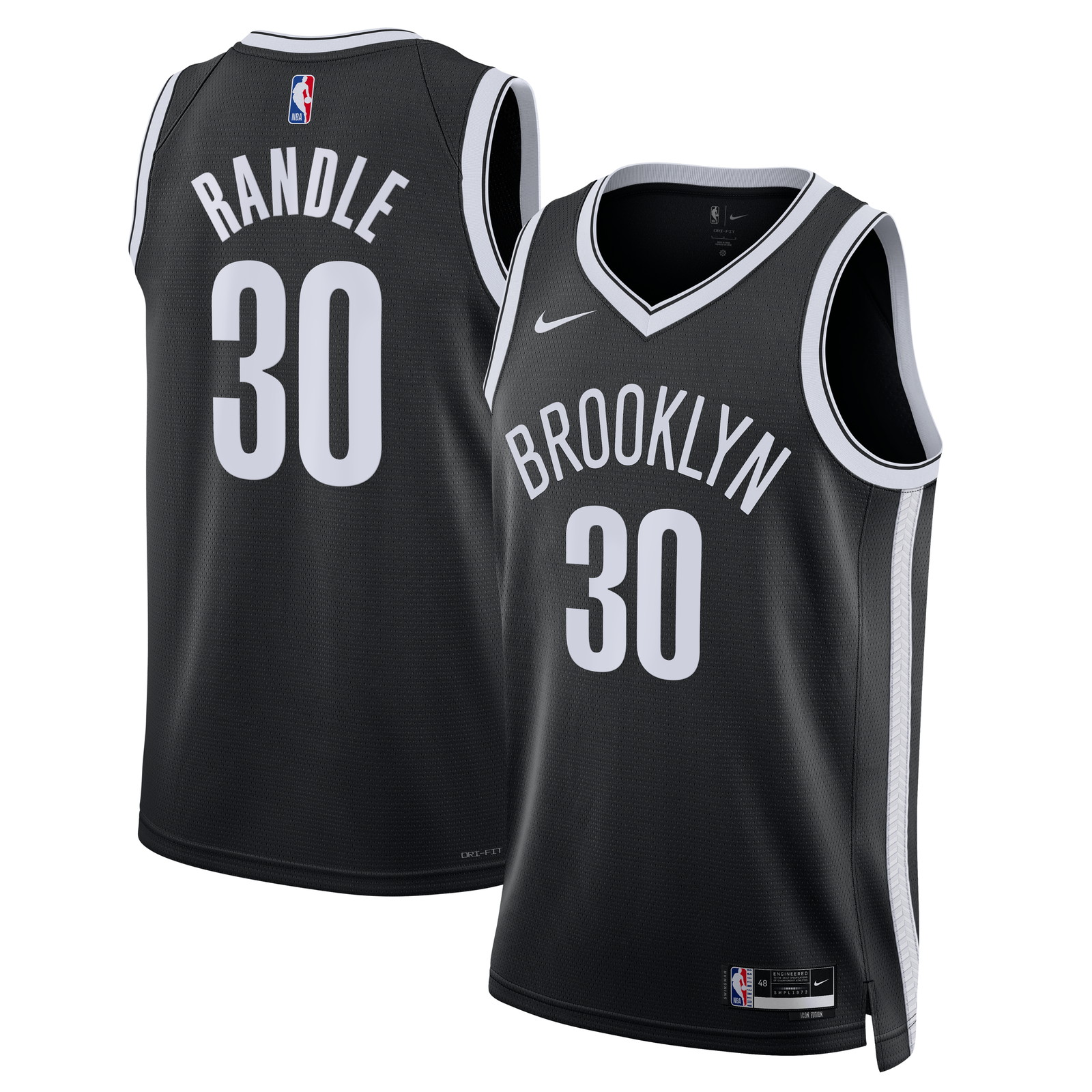 Julius Randle Brooklyn Nets Unisex Swingman Jersey Icon Edition Black - front and back view