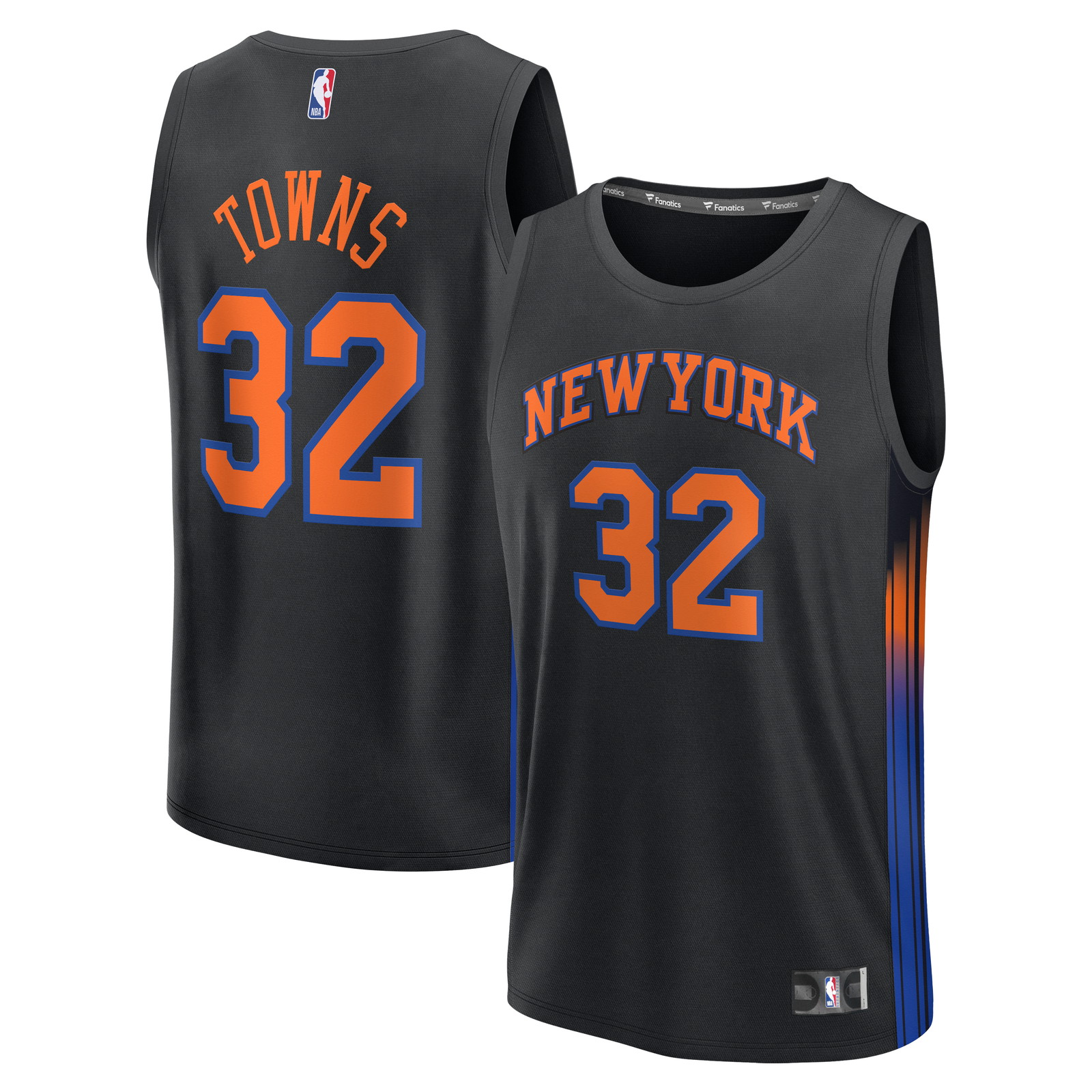 Karl-Anthony Towns New York Knicks Youth Fast Break Jersey Statement Edition - front and back view